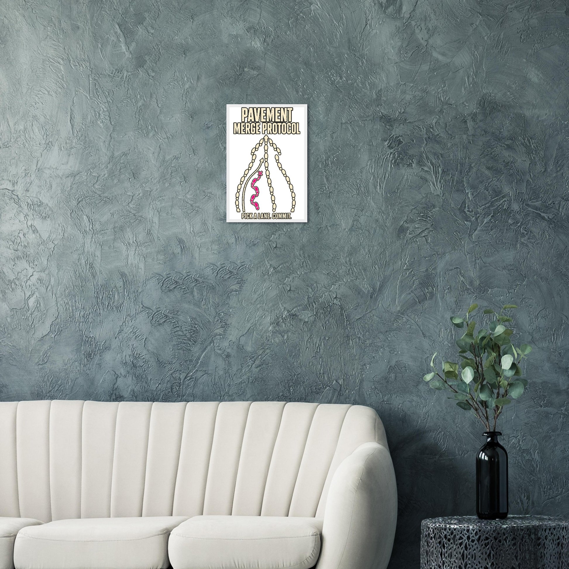 Pavement Merge Protocol — Pick a Lane Framed Wall Art — product view 12
