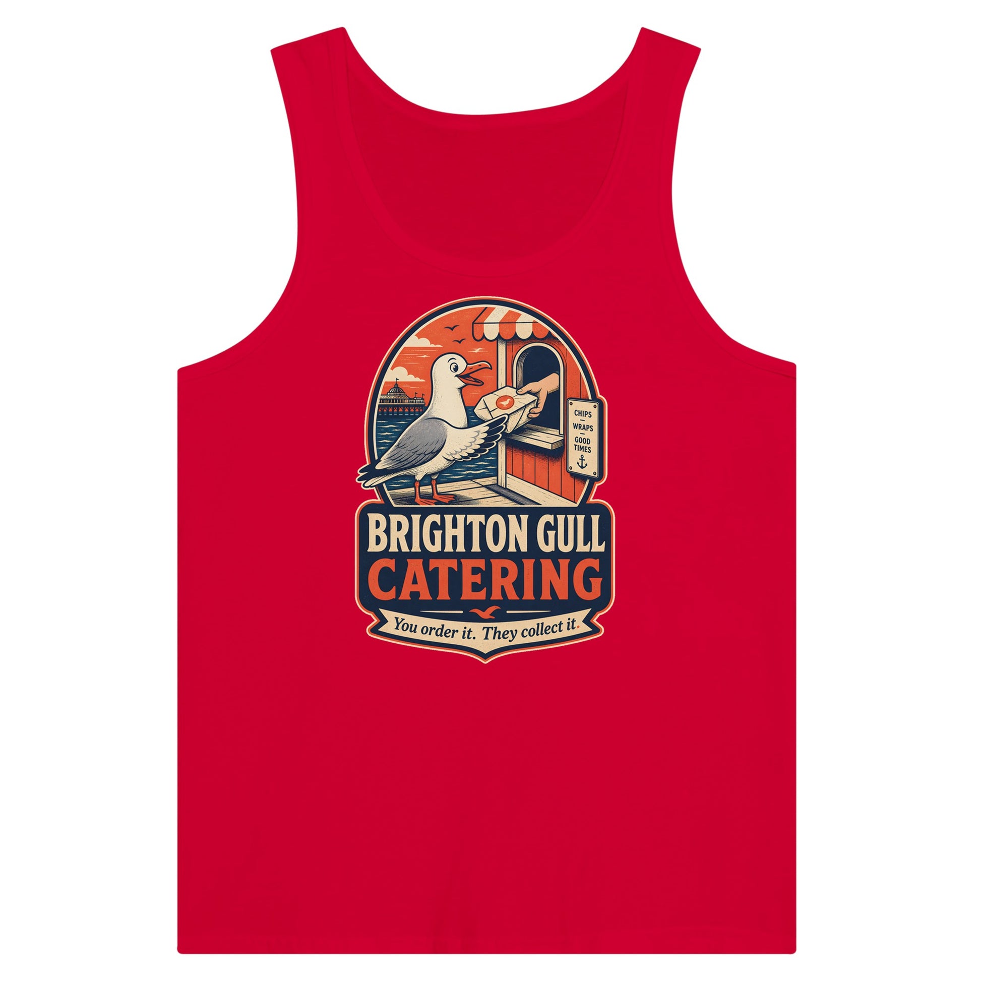 Brighton Gull Catering — Illustrated Premium Unisex Tank Top — product view 12