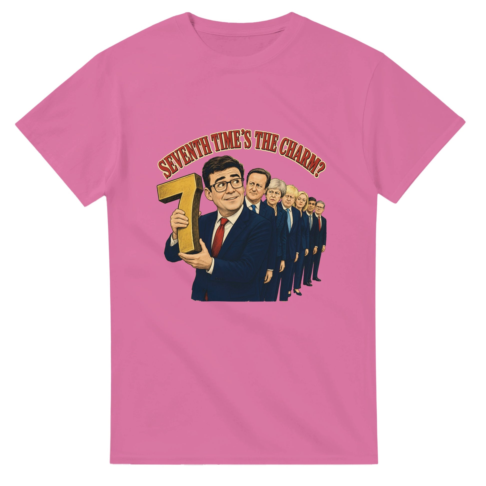 Seventh Time’s the Charm? UK Prime Minister Caricature T-shirt — product view 4