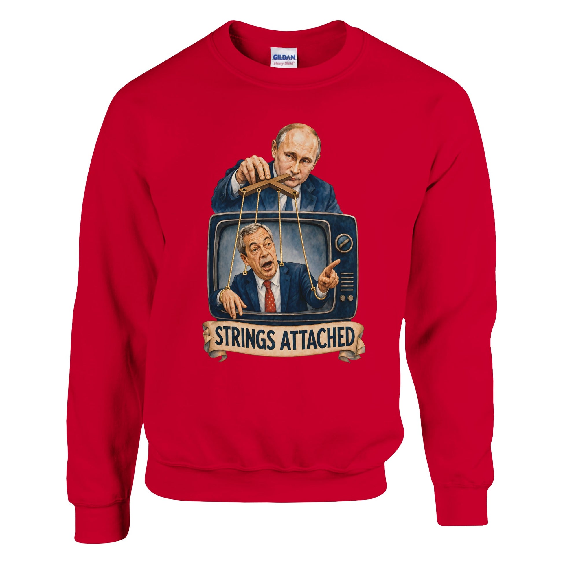 Strings Attached Political Satire Sweatshirt — product view 3