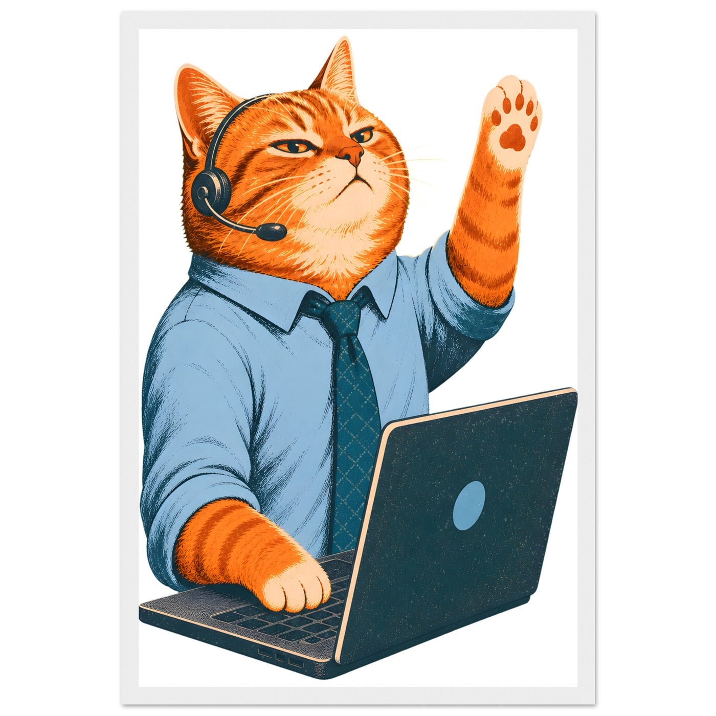 Cat Calls the Meeting Framed Wall Art