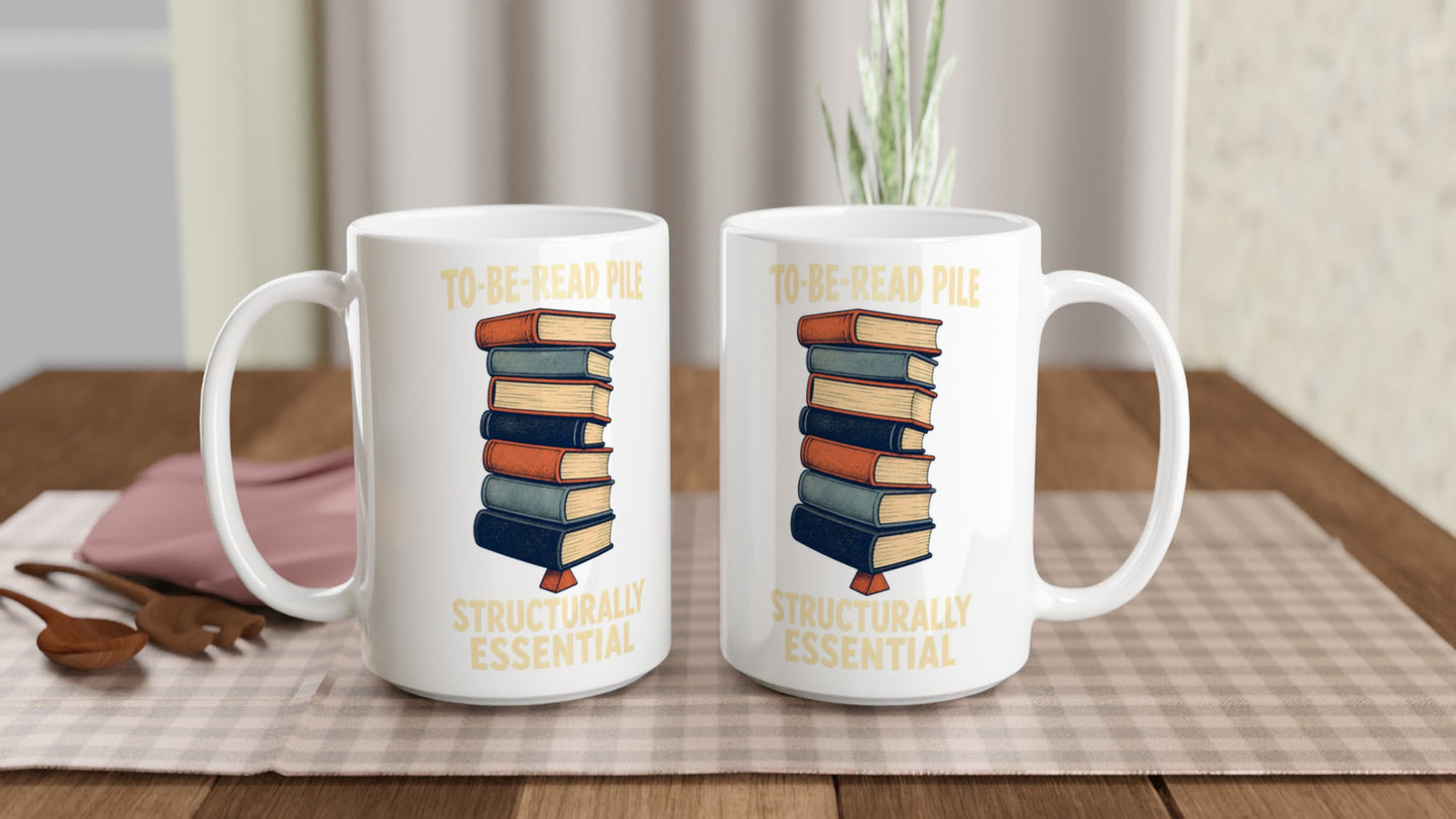 To-Be-Read Pile: Structurally Essential Book Graphic Large Mug — product view 5