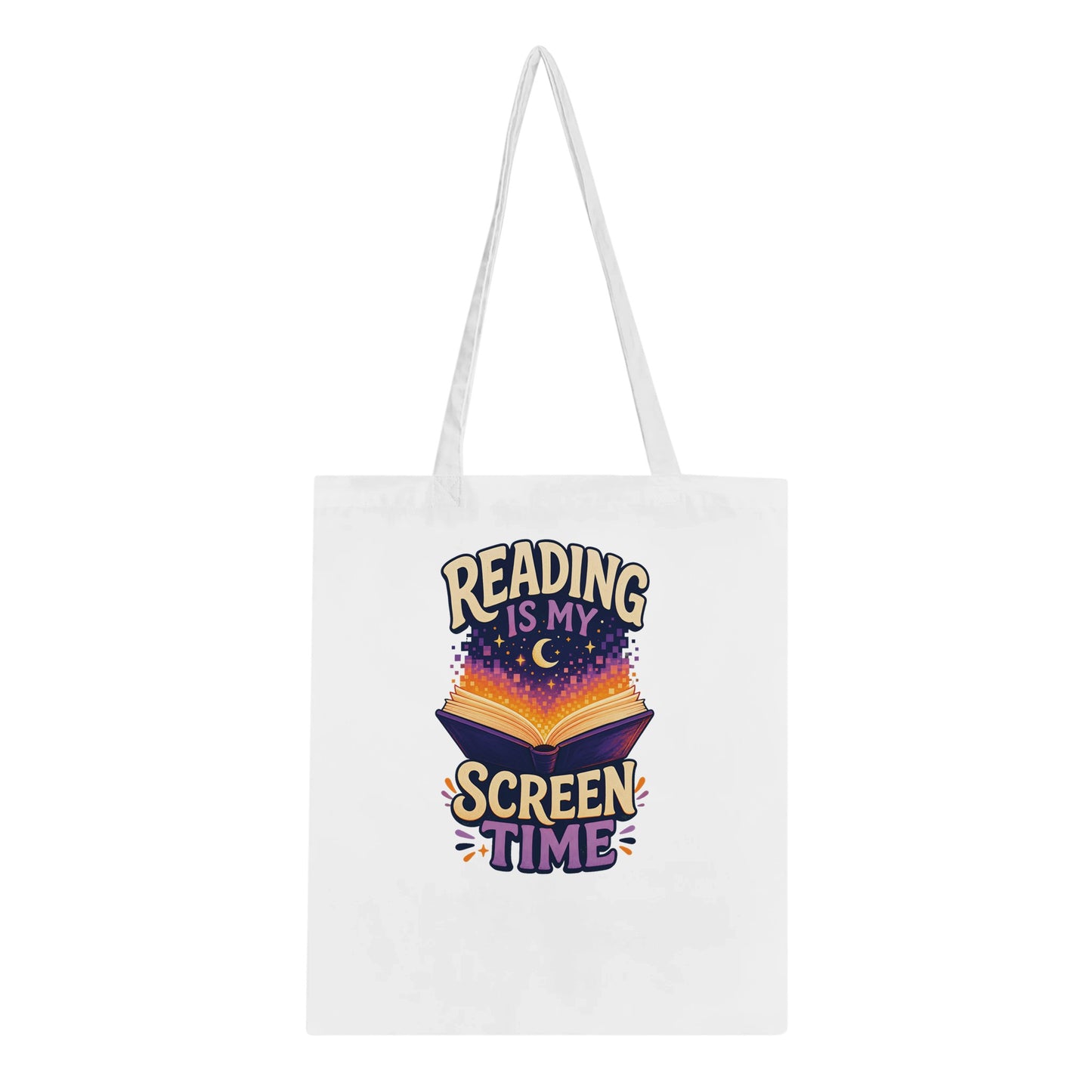 Reading Is My Screen Time Book Graphic Tote Bag — product view 5