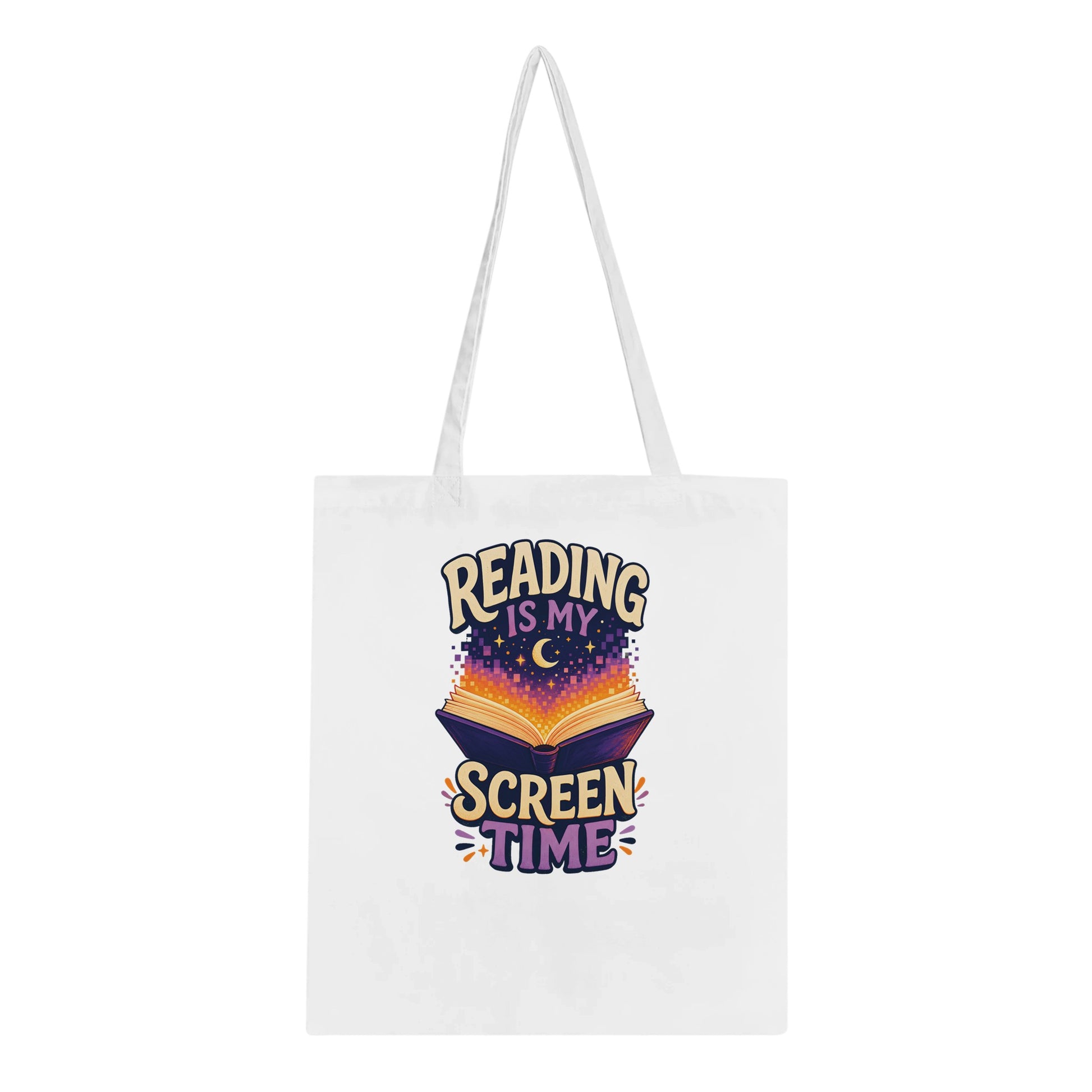 Reading Is My Screen Time Book Graphic Tote Bag — product view 1