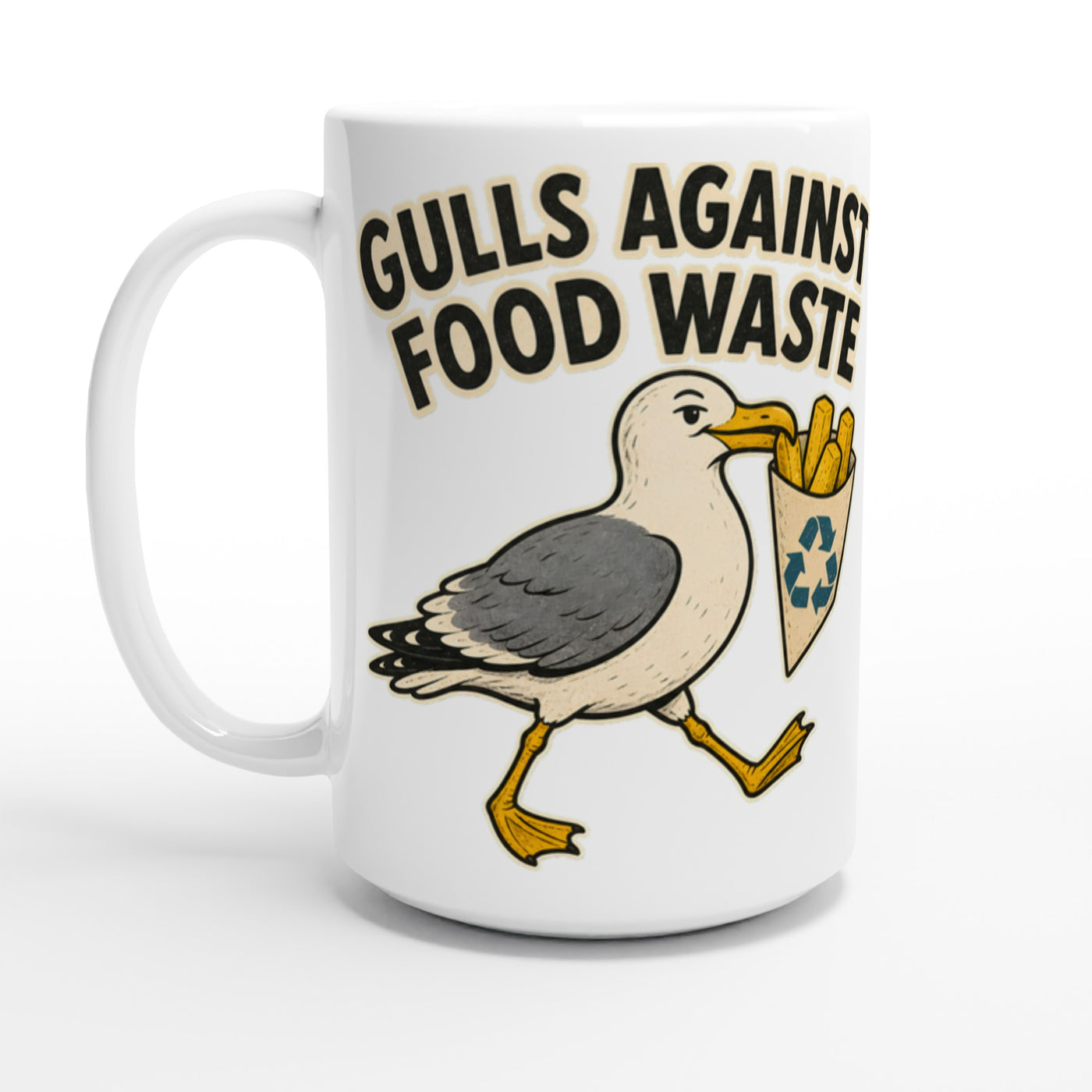 Gulls Against Food Waste Graphic Large Mug
