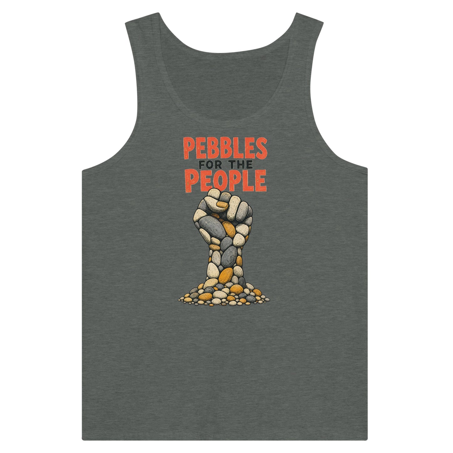 Pebbles for the People Graphic Premium Unisex Tank Top — product view 4