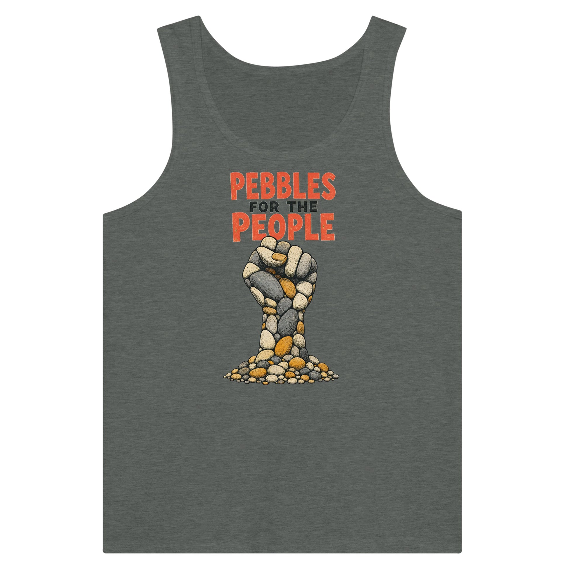 Pebbles for the People Graphic Premium Unisex Tank Top — product view 4