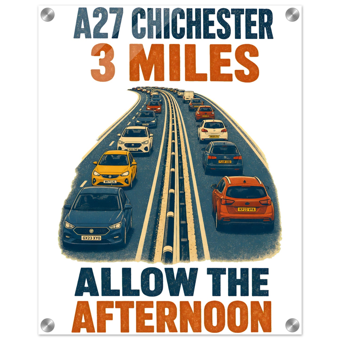 A27 Chichester – 3 Miles, Allow the Afternoon Acrylic Print — product view 2