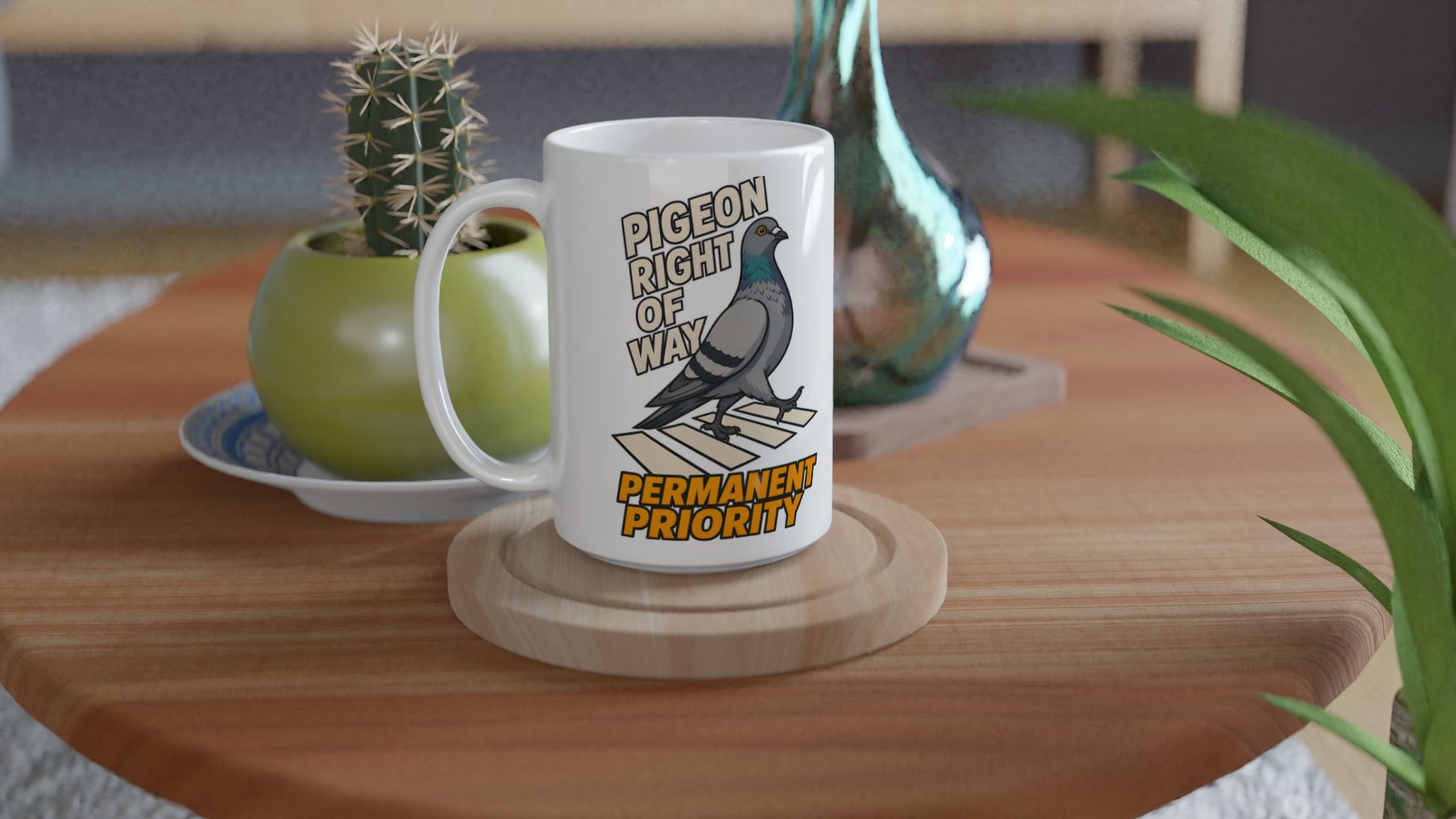 Pigeon Right of Way Large Mug — product view 4