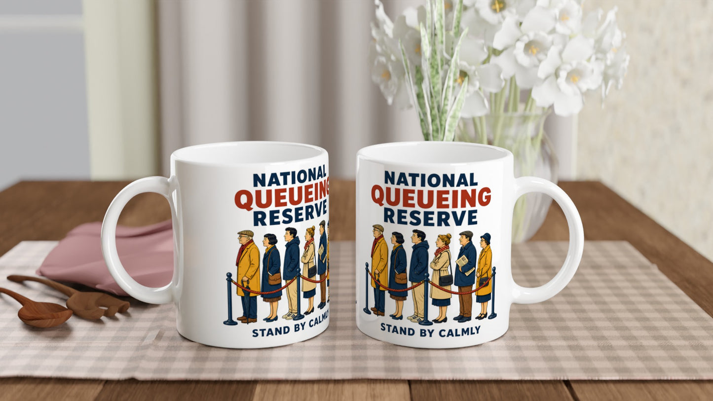 National Queueing Reserve – British Queue Graphic Mug — product view 4