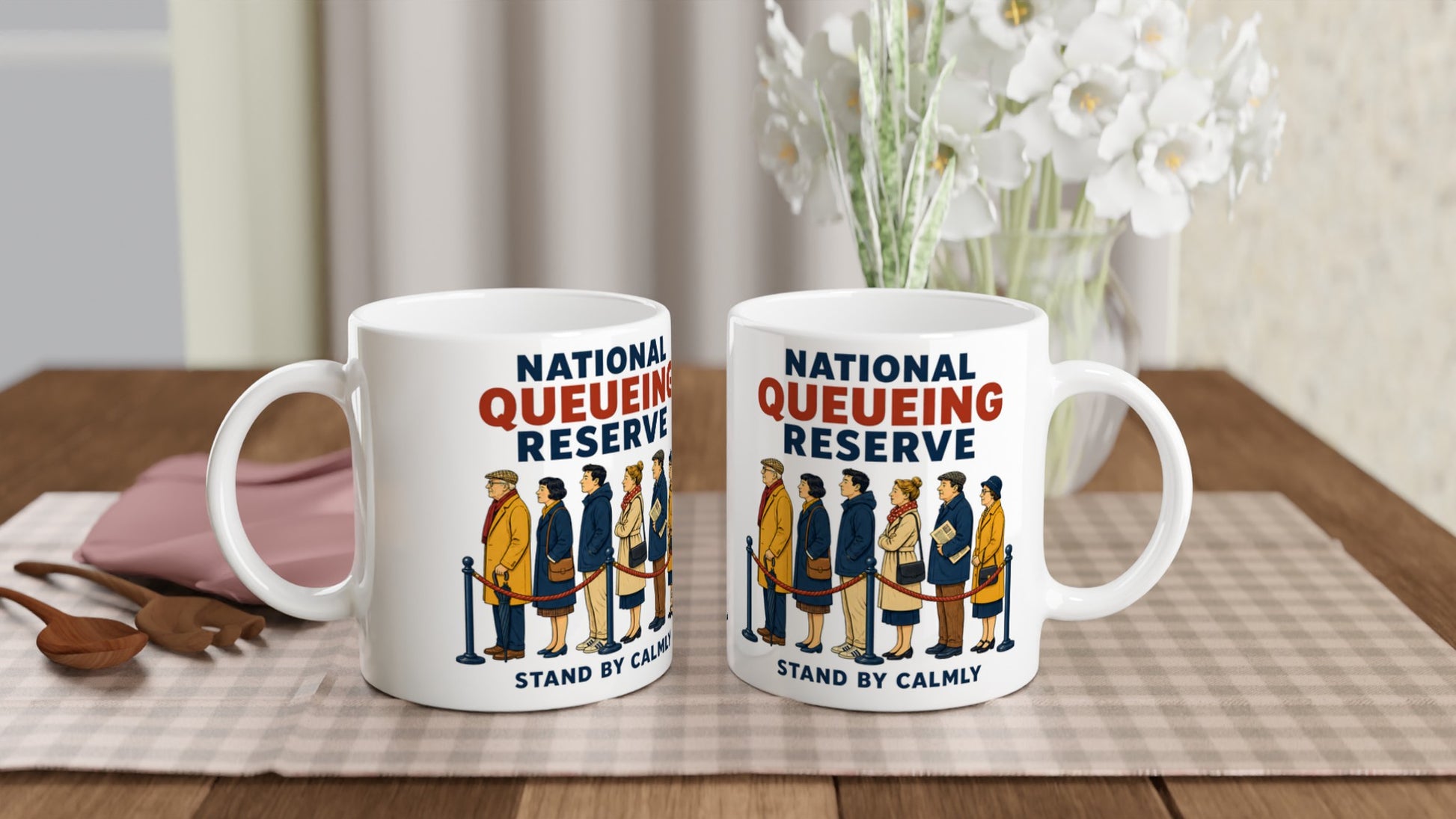 National Queueing Reserve – British Queue Graphic Mug — product view 4