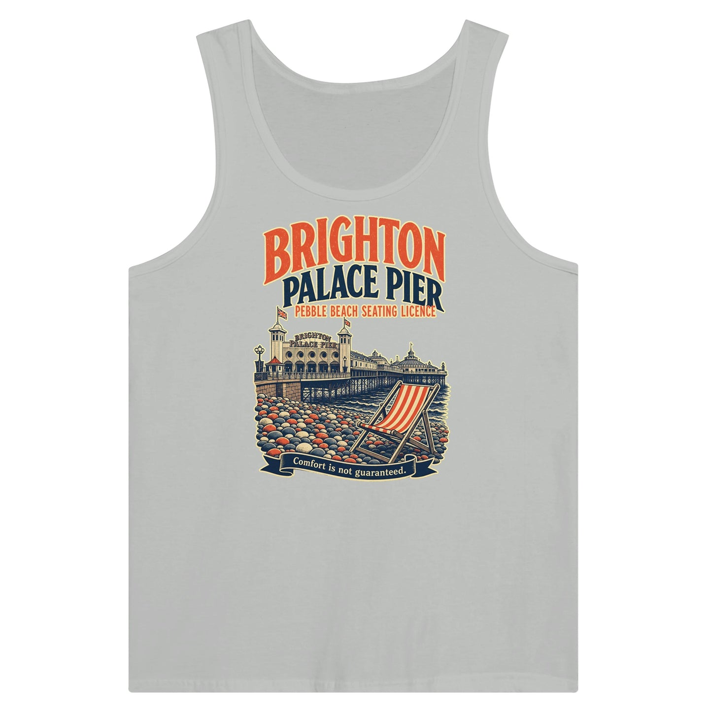 Brighton Pebble Beach Seating Licence Premium Unisex Tank Top — product view 5