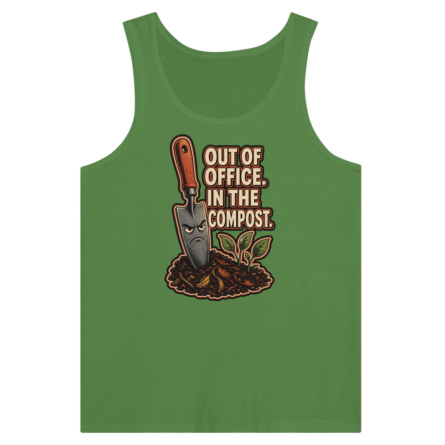 Out of Office, In the Compost Premium Unisex Tank Top — product view 13