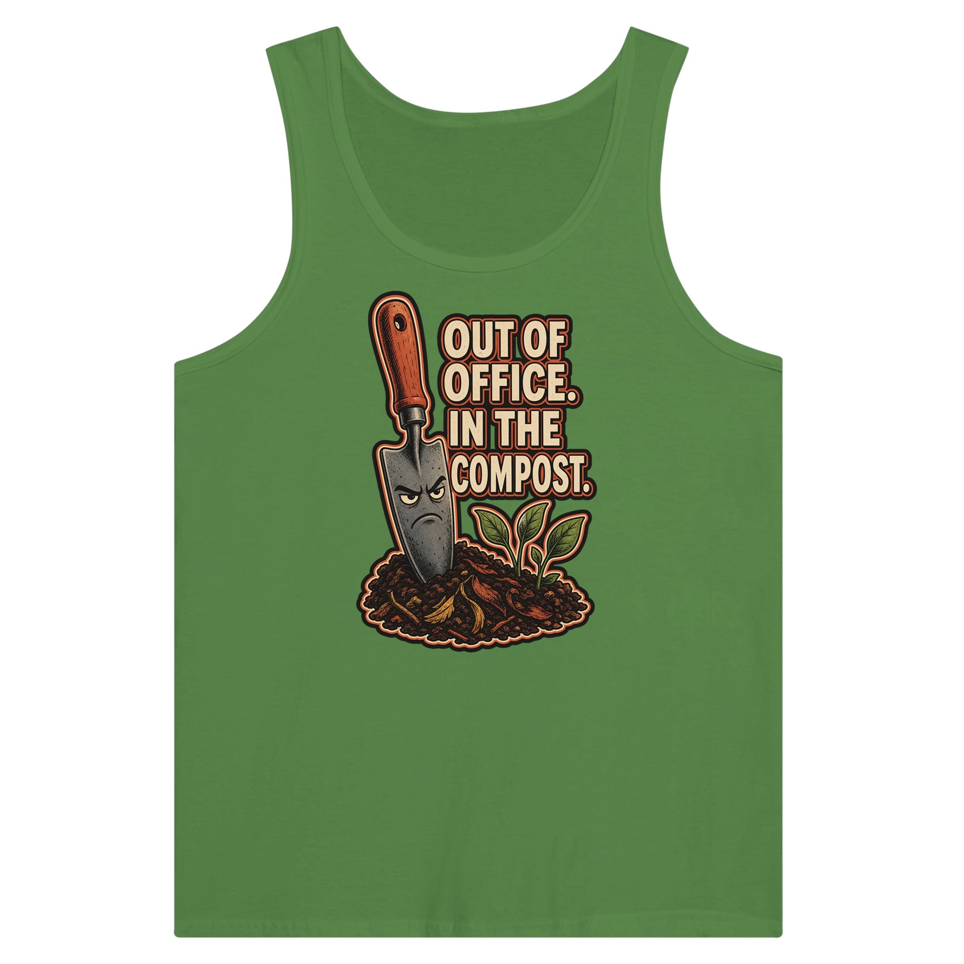 Out of Office, In the Compost Premium Unisex Tank Top — product view 13