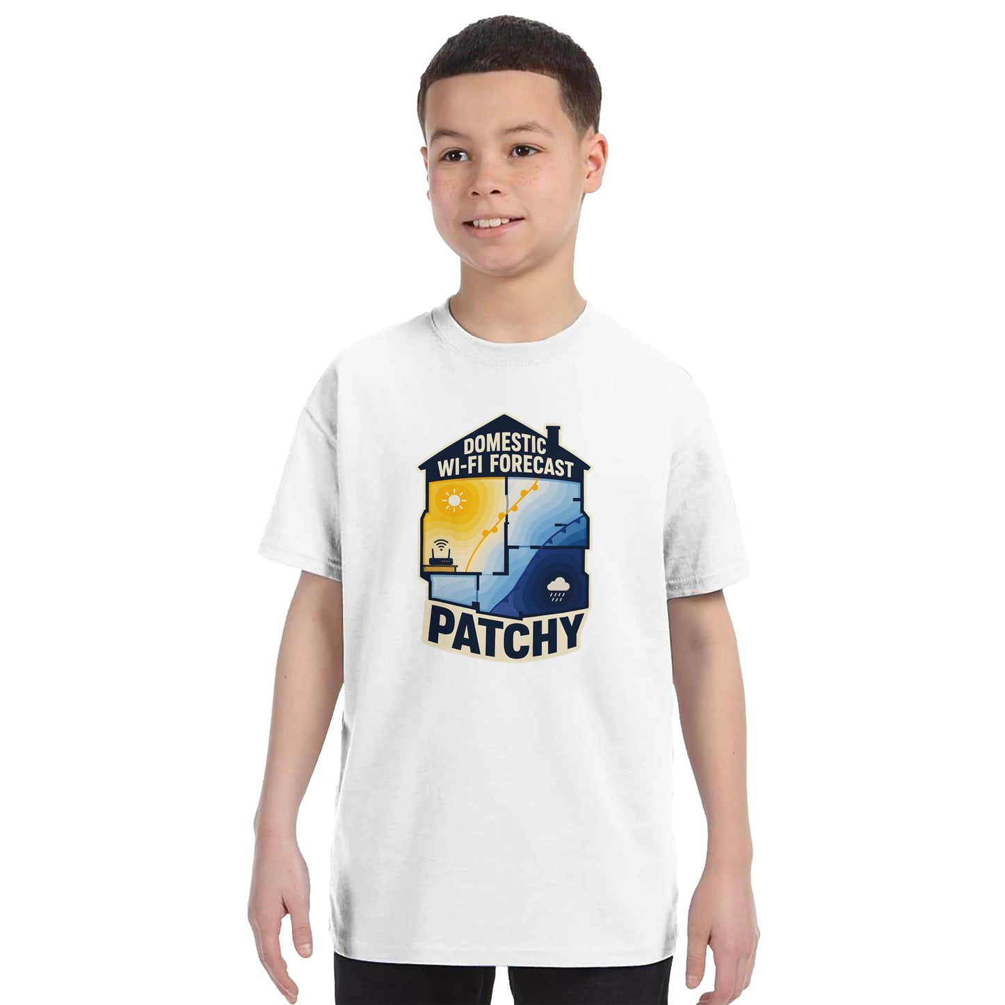 Domestic Wi-Fi Forecast Patchy Kids' T-shirt — product view 16