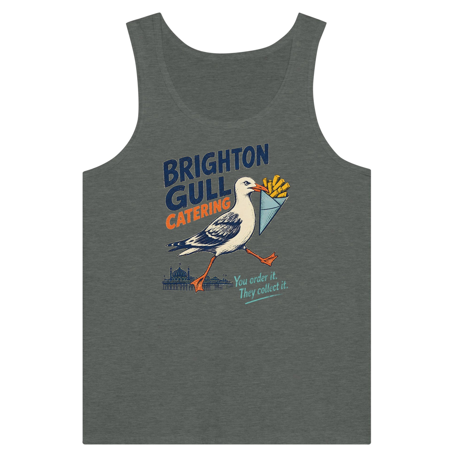 Brighton Gull Catering - You Order It, They Collect It Premium Unisex Tank Top — product view 4