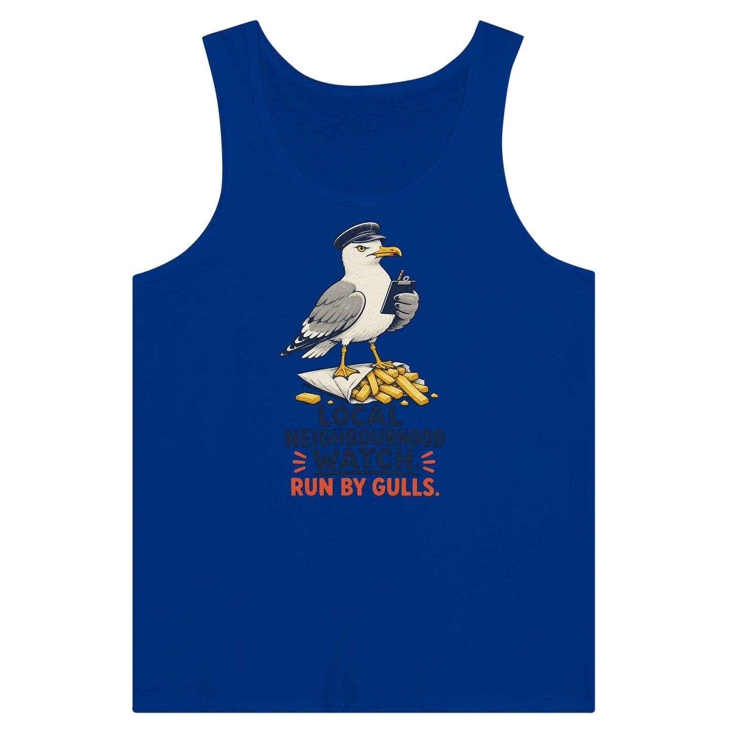 Local Neighbourhood Watch: Run by Gulls Premium Unisex Tank Top — product view 3