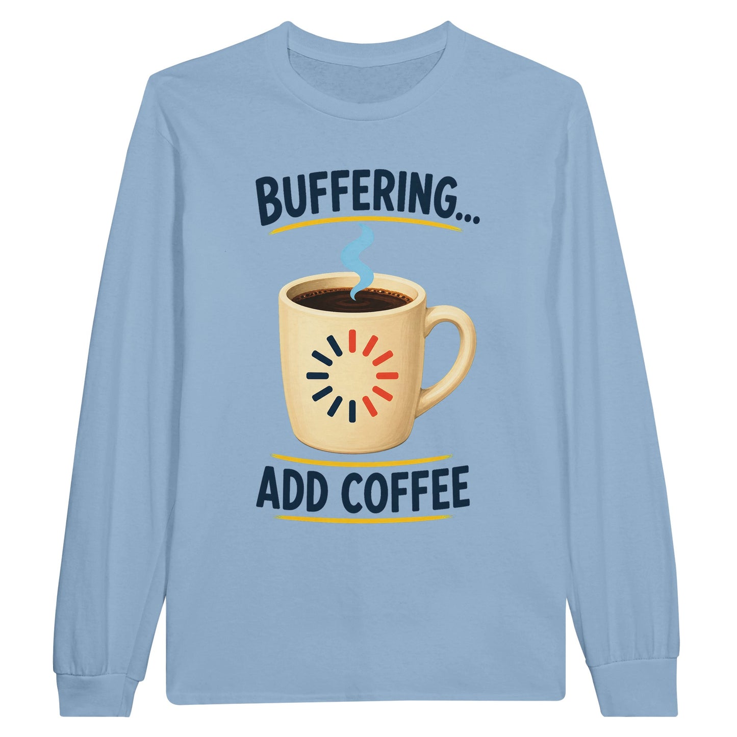 Buffering Brew — Add Coffee Tech Graphic Long-Sleeve T-shirt — product view 2