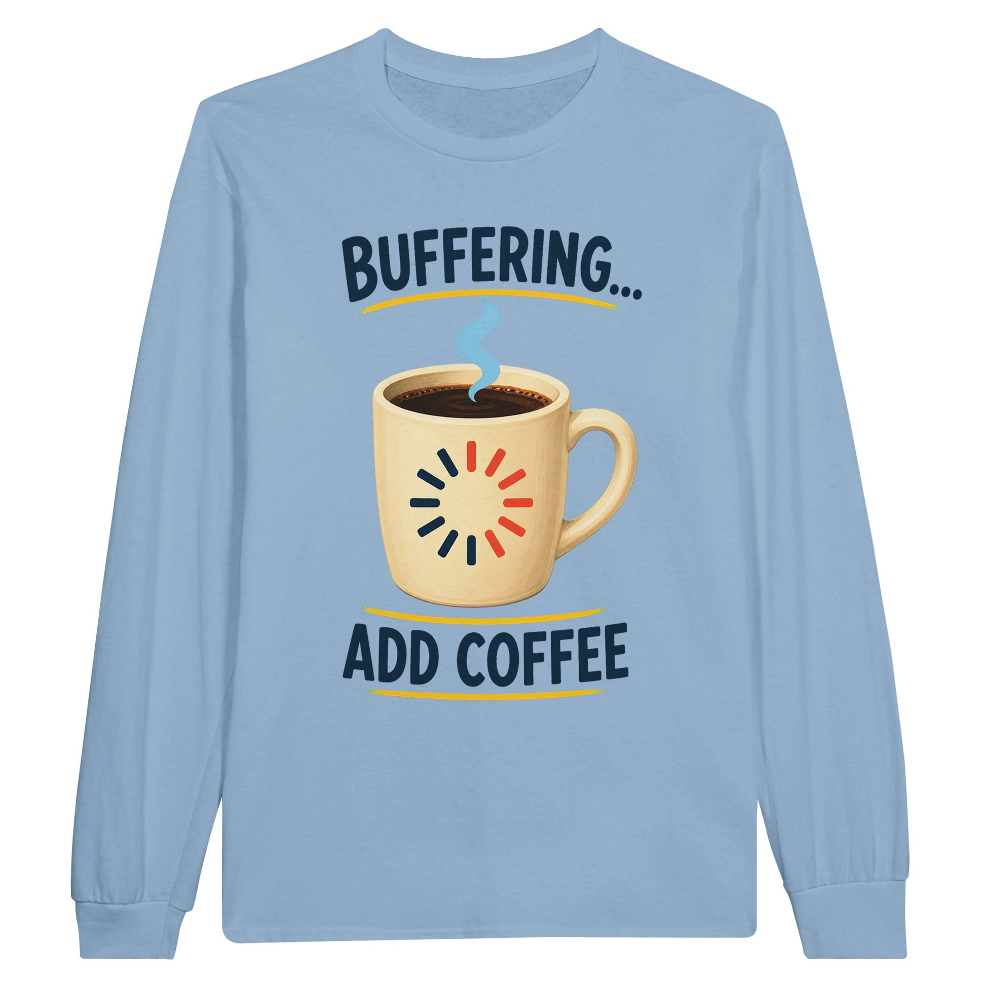 Buffering Brew — Add Coffee Tech Graphic Long-Sleeve T-shirt — product view 2