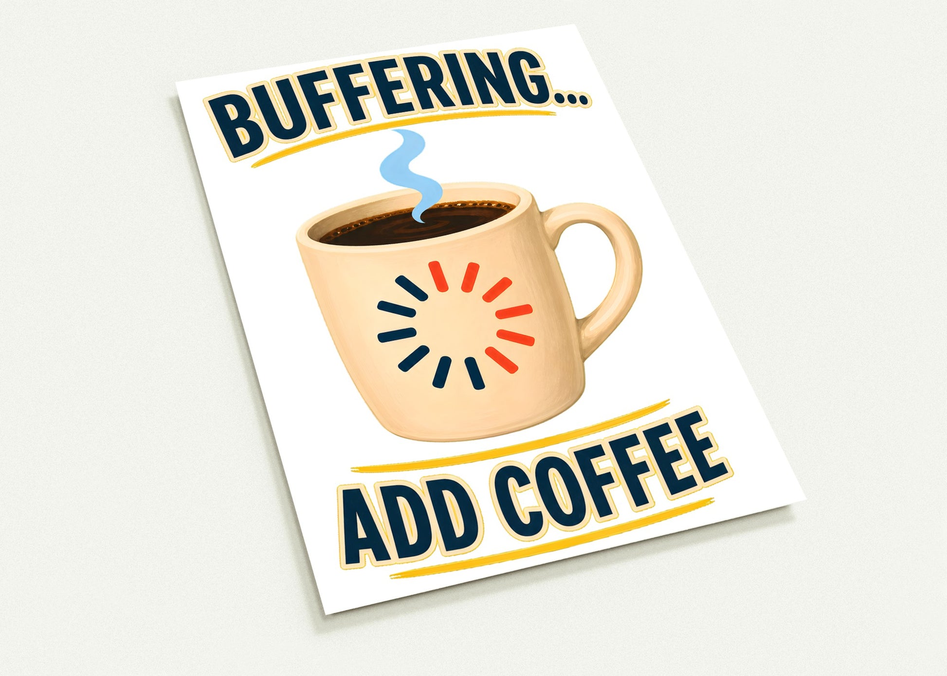 Buffering... Add Coffee — Outlined Loading Mug Graphic Postcard Pack — product view 2