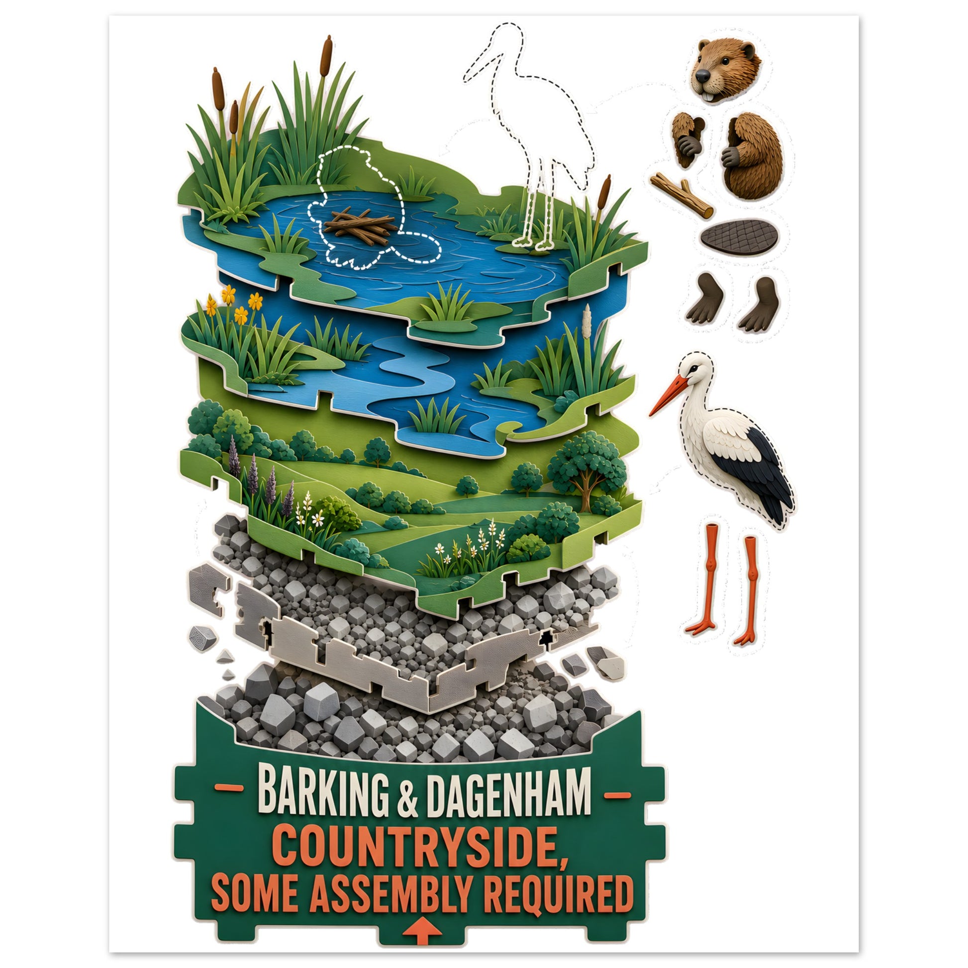 Barking & Dagenham Countryside Aluminium Print — product view 2