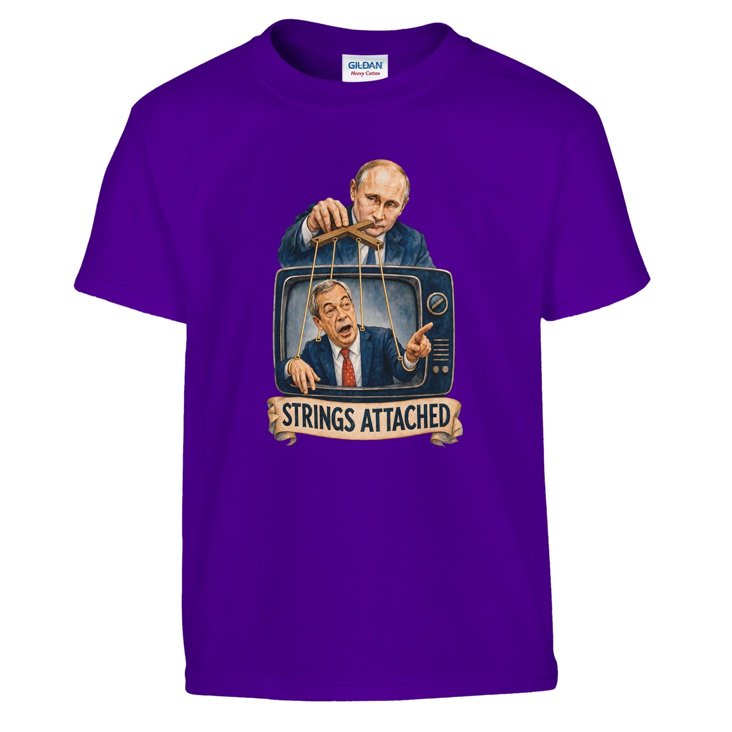 Strings Attached Political Satire Kids' T-shirt — product view 6