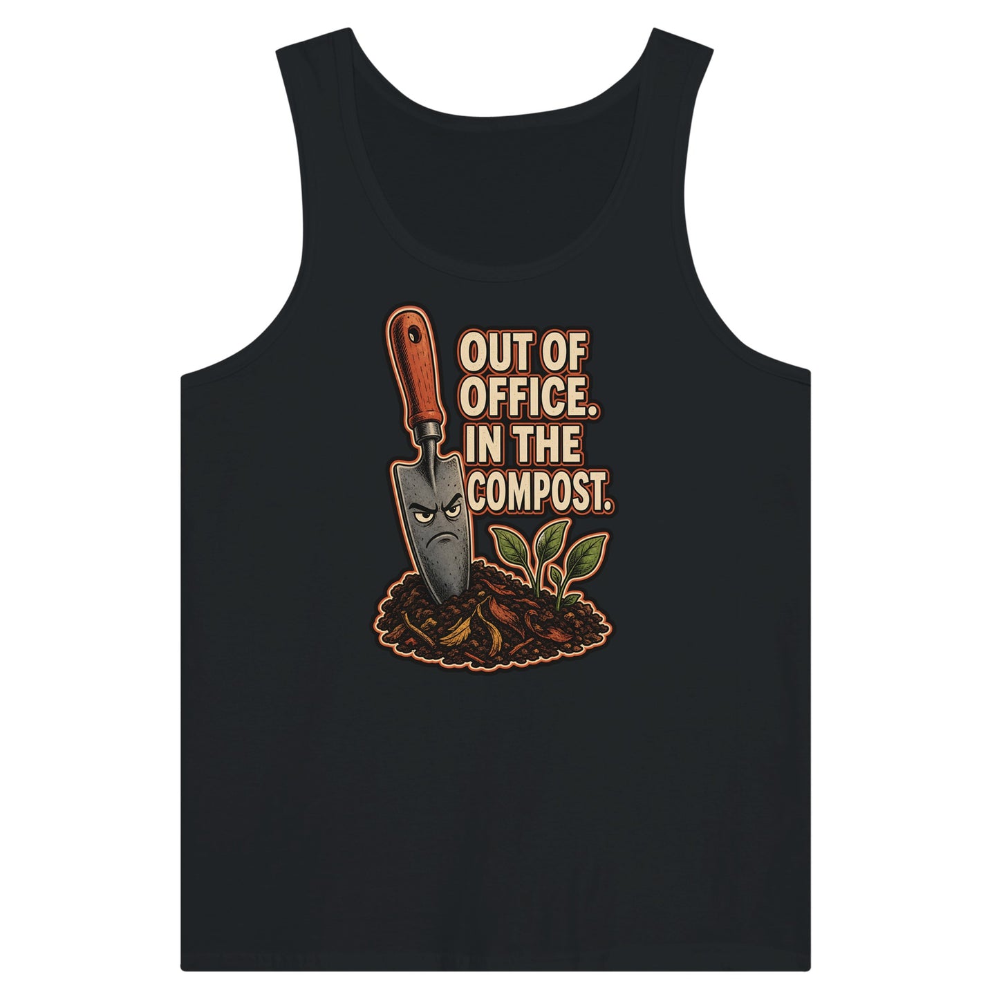 Out of Office, In the Compost Premium Unisex Tank Top — product view 8