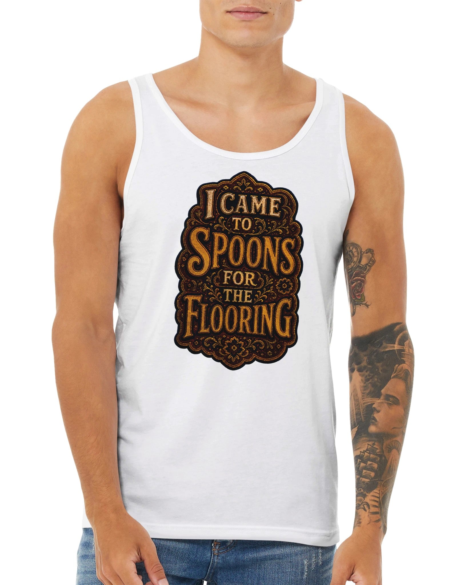 I Came to Spoons for the Flooring Premium Unisex Tank Top — product view 15