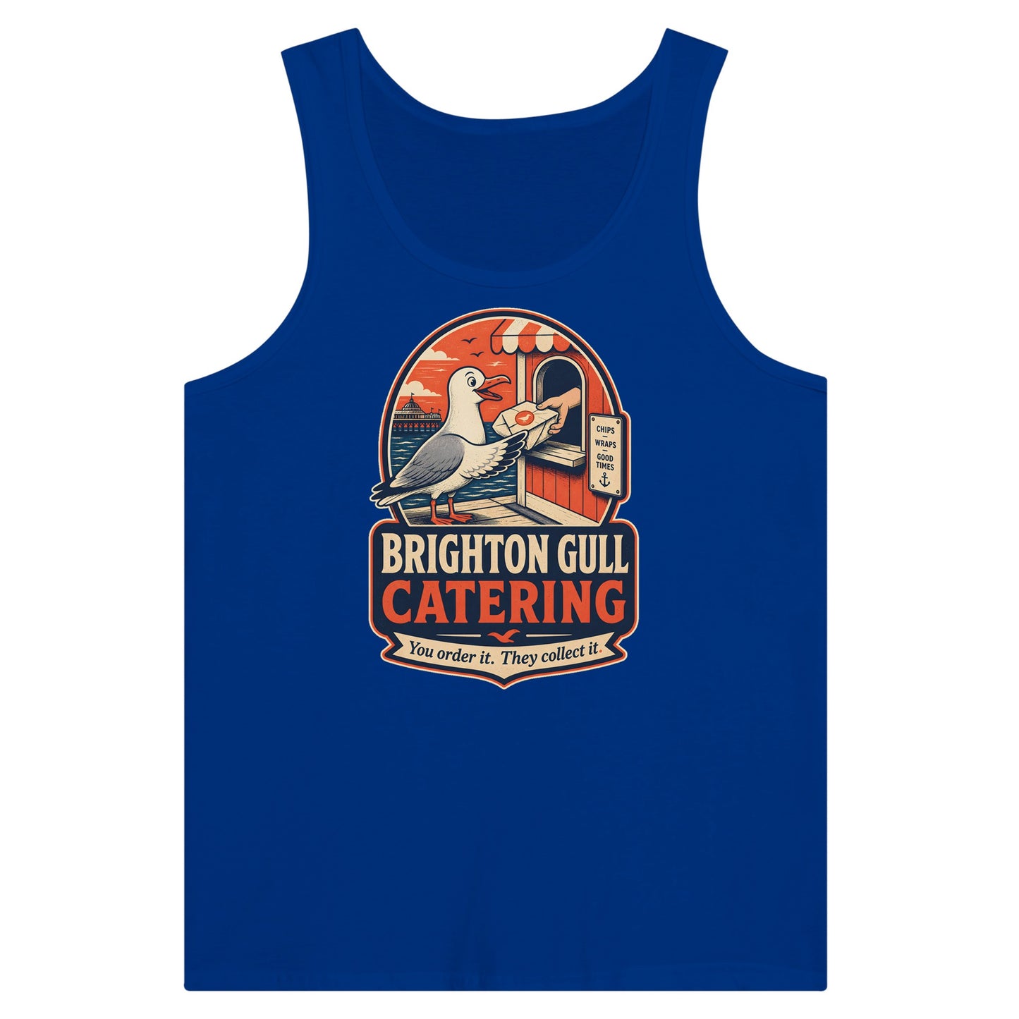 Brighton Gull Catering — Illustrated Premium Unisex Tank Top — product view 3