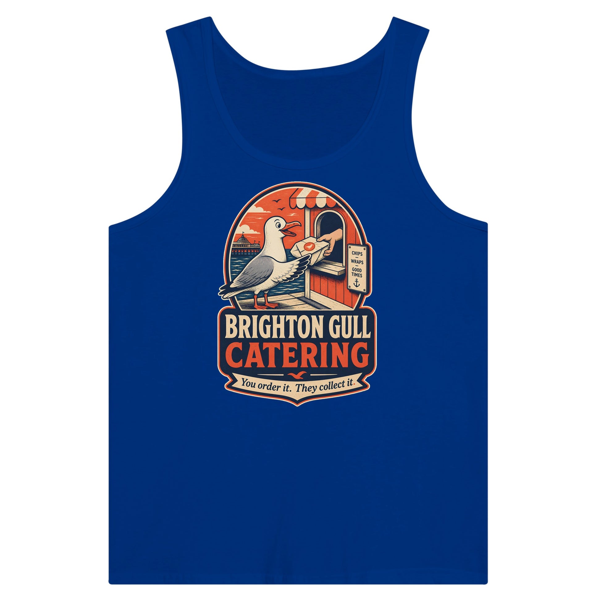 Brighton Gull Catering — Illustrated Premium Unisex Tank Top — product view 3