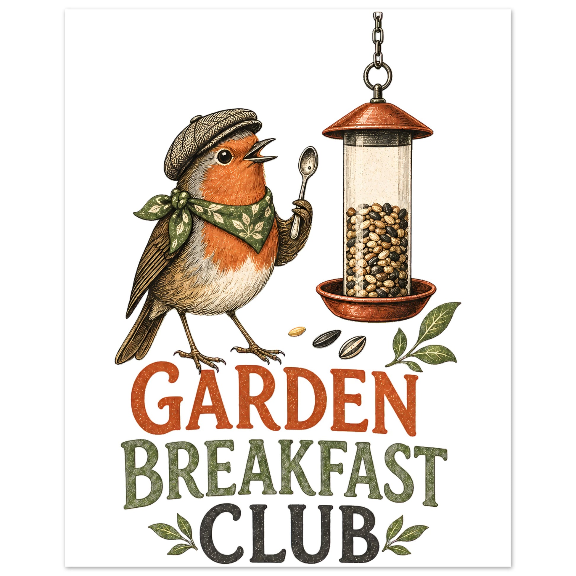 Garden Breakfast Club Robin Graphic Aluminium Print — product view 2