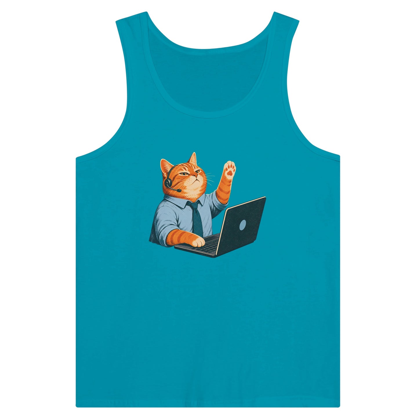 Cat Calls the Meeting Premium Unisex Tank Top — product view 2