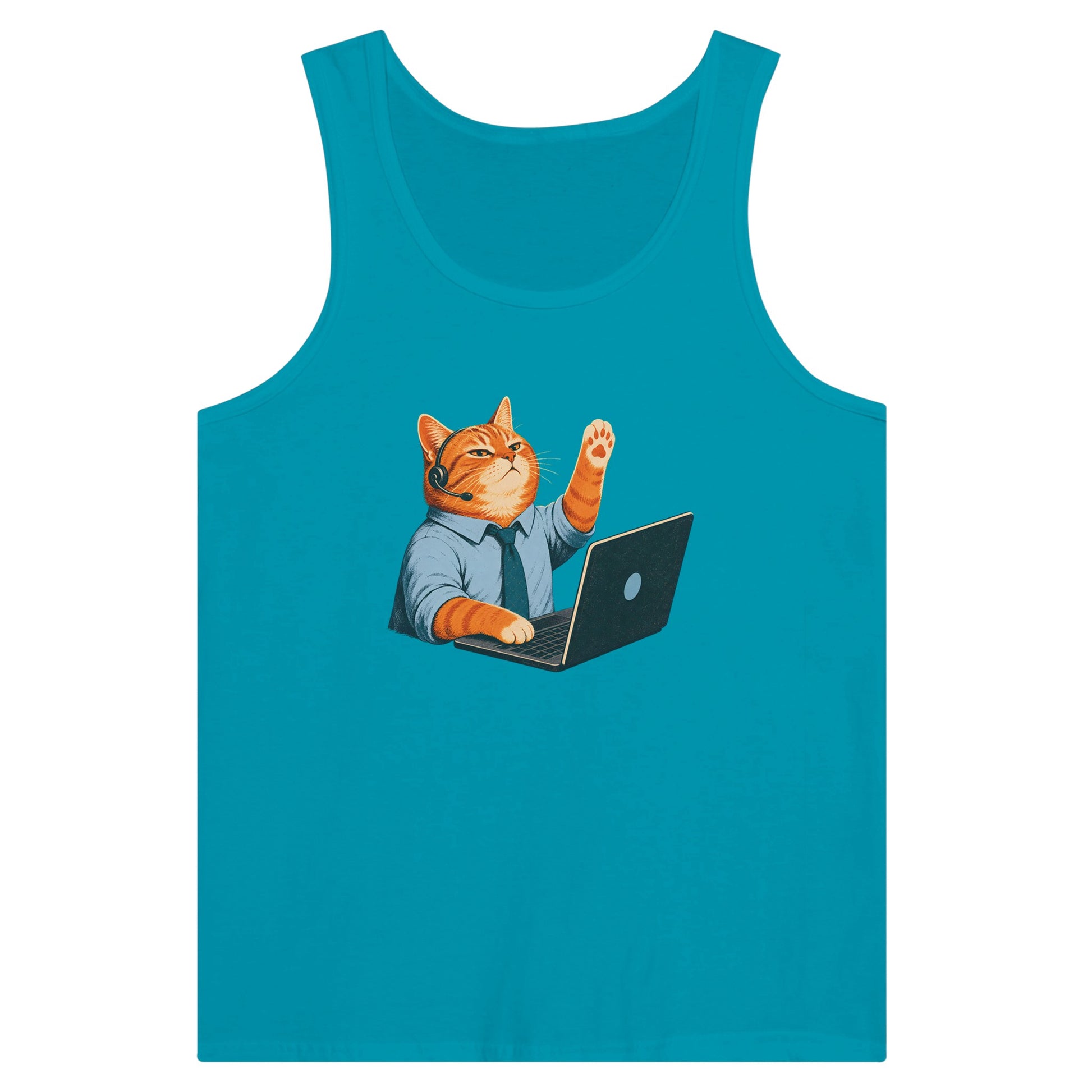Cat Calls the Meeting Premium Unisex Tank Top — product view 2