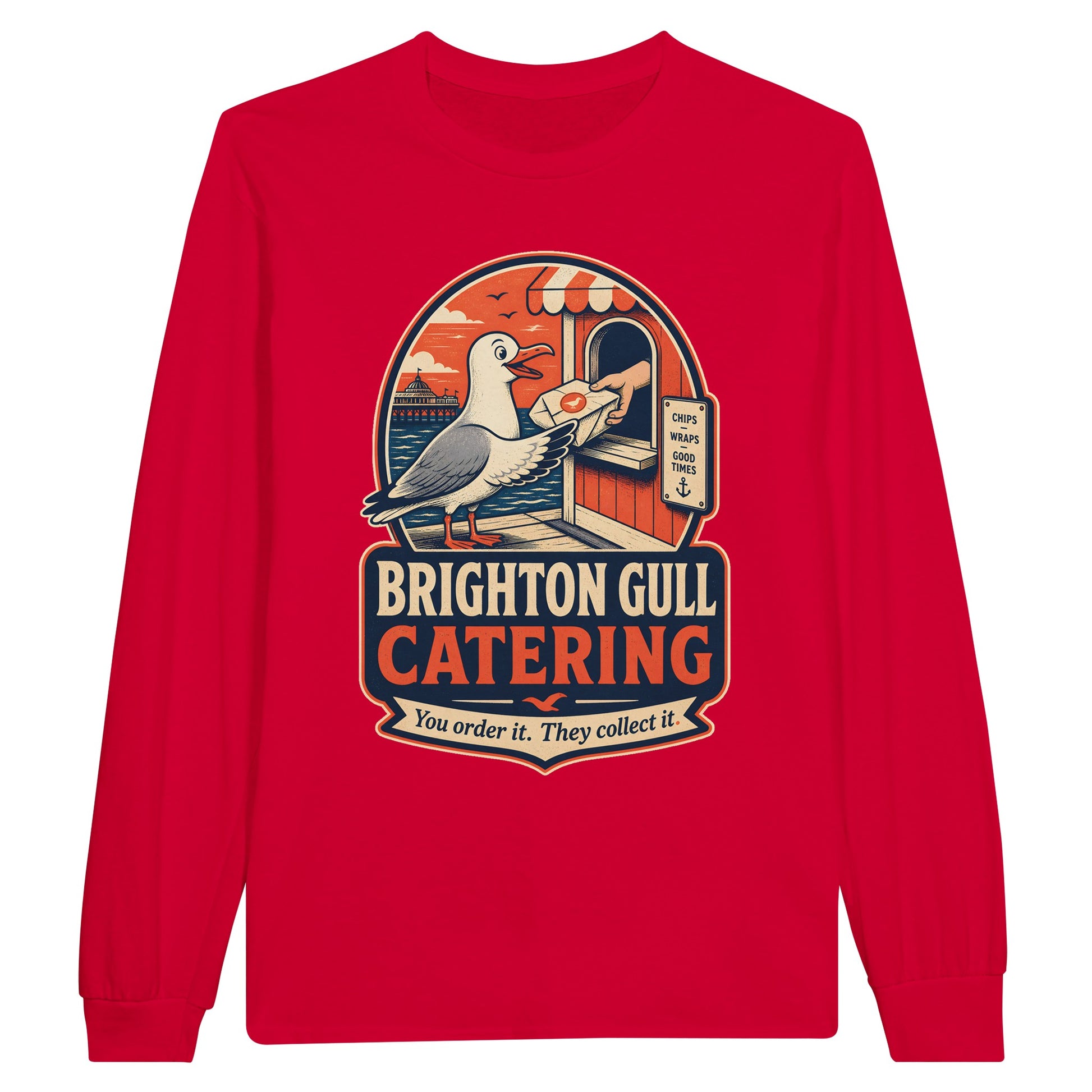 Brighton Gull Catering — Illustrated Long-Sleeve T-shirt — product view 9