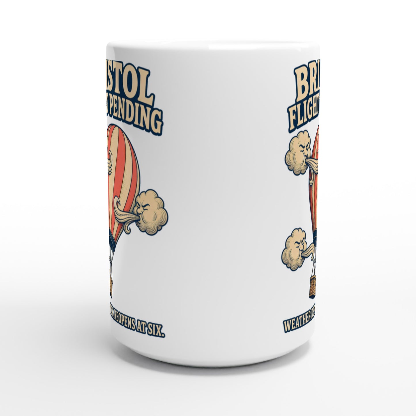 Bristol Flight Pending – Weather Desk Large Mug — product view 2