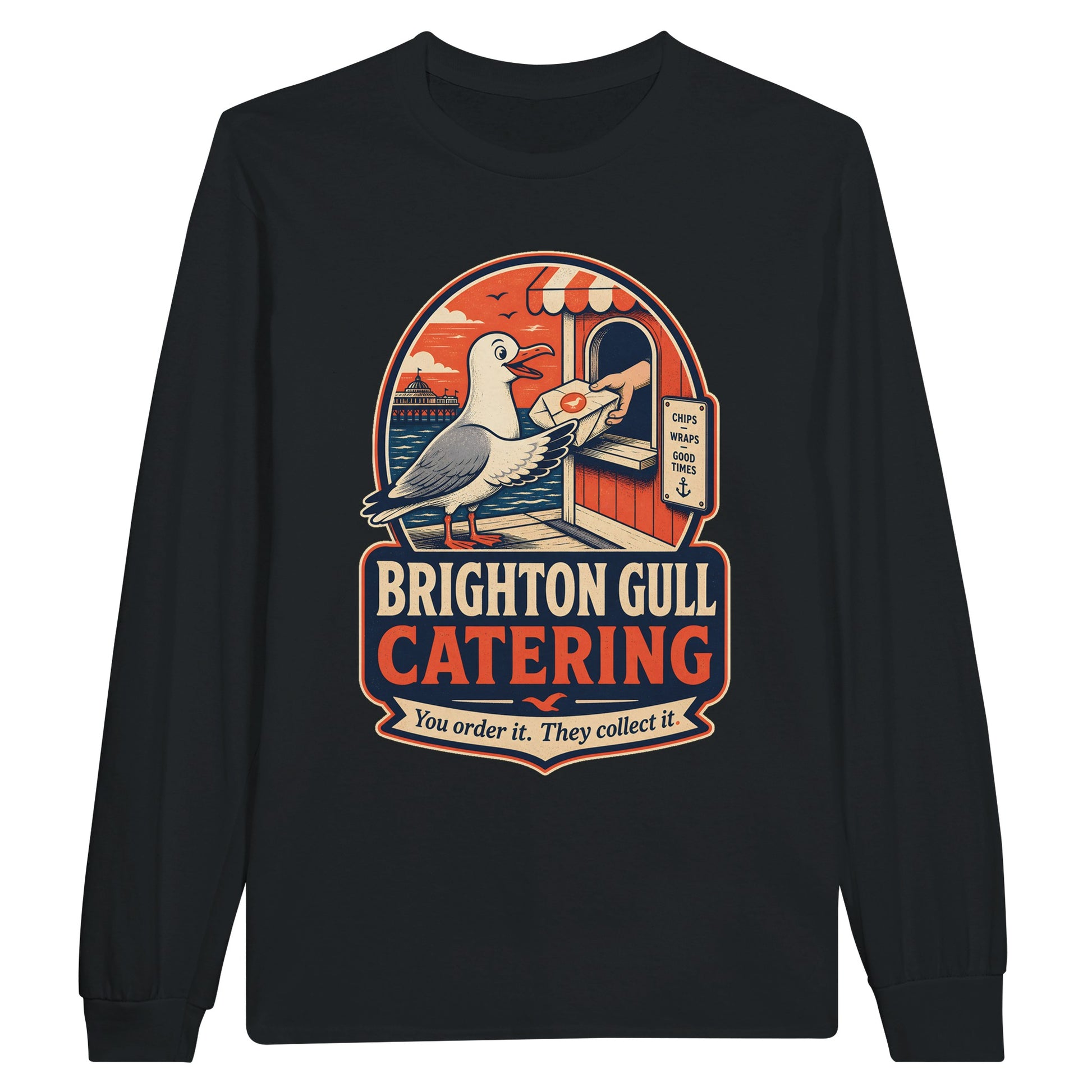 Brighton Gull Catering — Illustrated Long-Sleeve T-shirt — product view 7