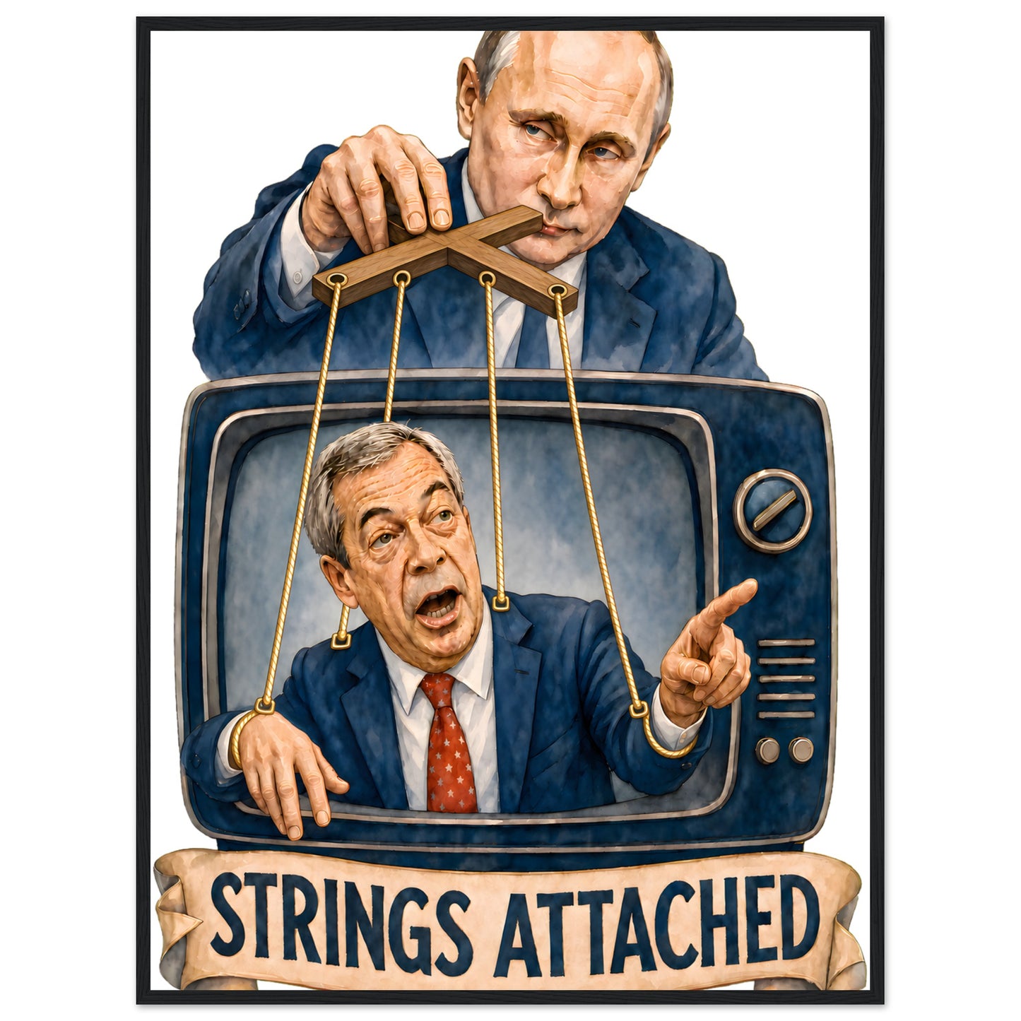 Strings Attached Political Satire Framed Wall Art — product view 8