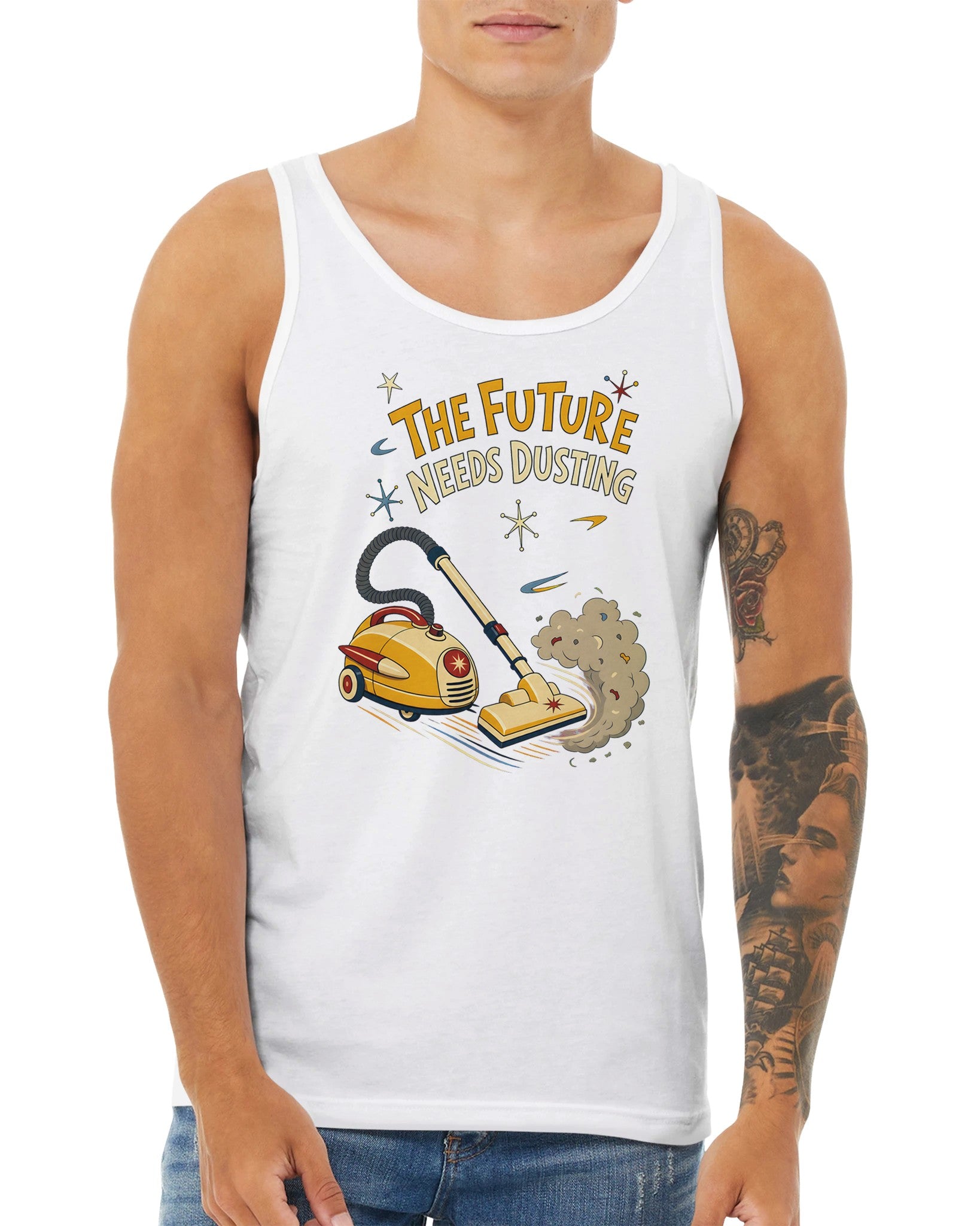 The Future Needs Dusting Premium Unisex Tank Top — product view 15
