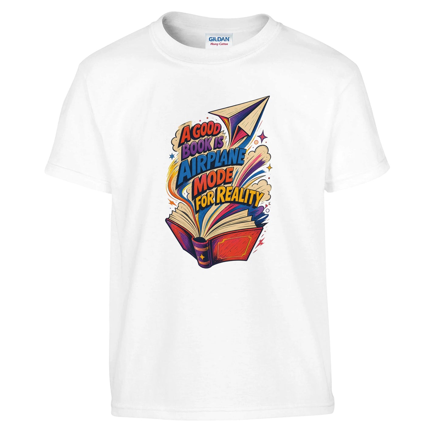 A Good Book Is Airplane Mode for Reality Kids' T-shirt — product view 1