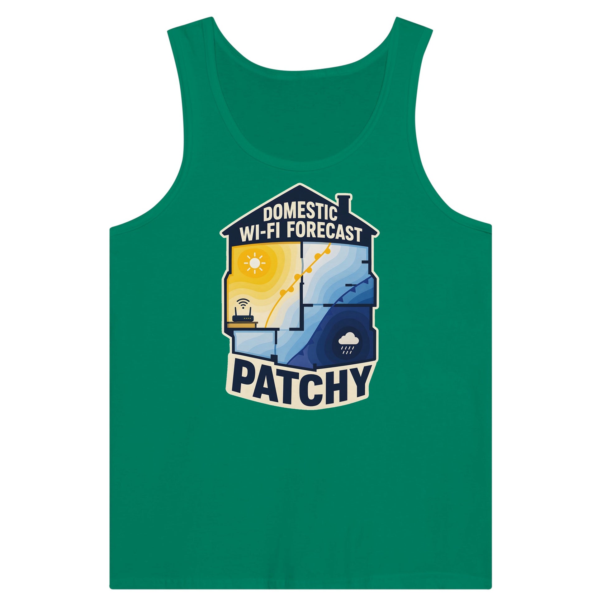Domestic Wi-Fi Forecast Patchy Premium Unisex Tank Top — product view 10