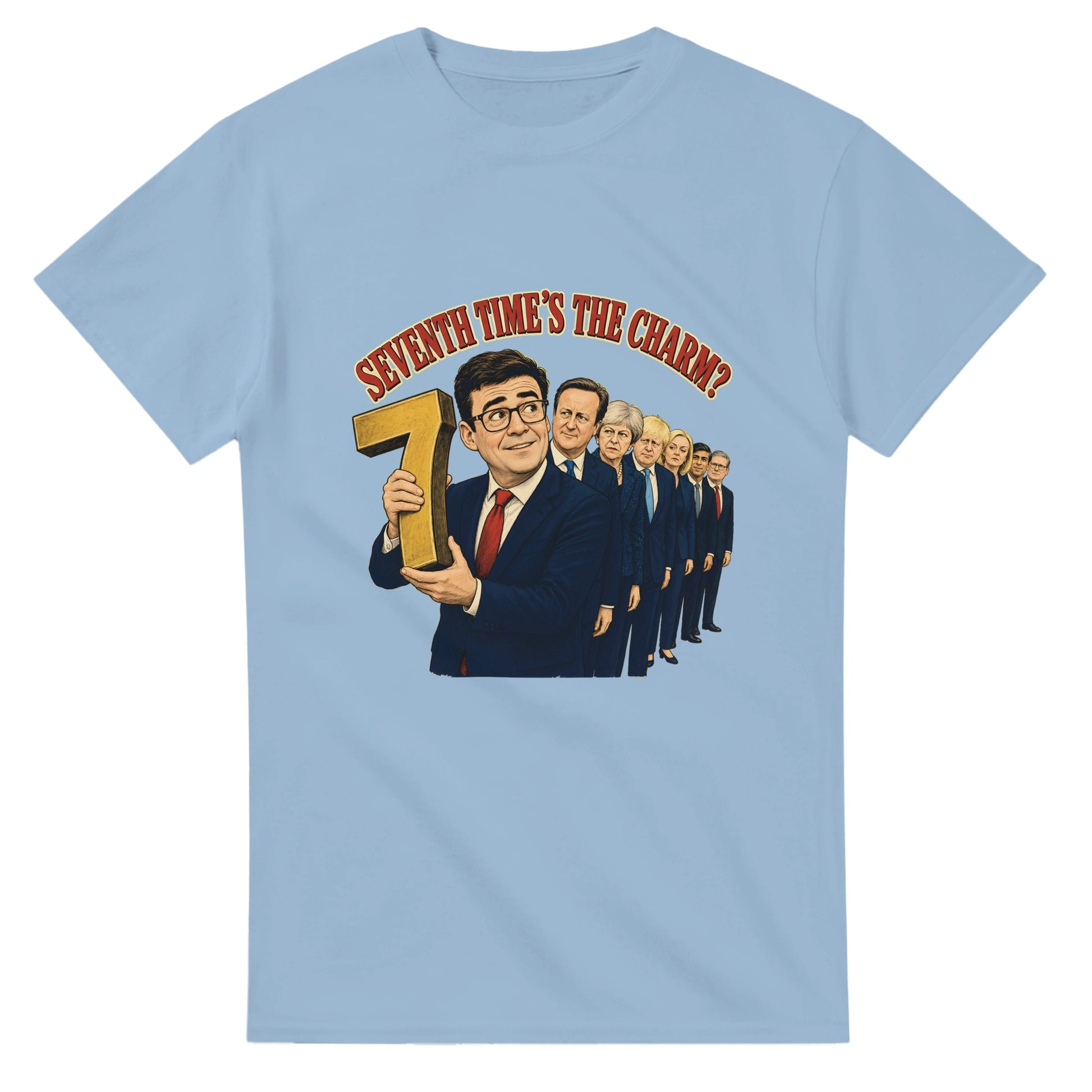 Seventh Time’s the Charm? UK Prime Minister Caricature T-shirt — product view 15