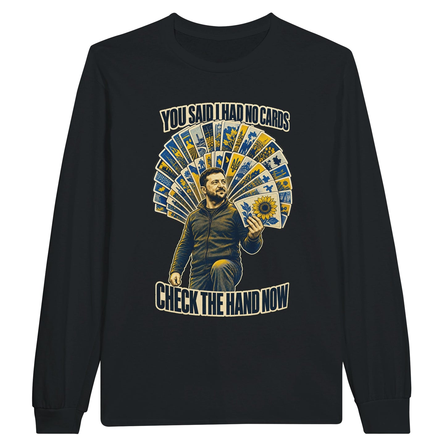 You Said I Had No Cards – Zelenskyy Satire Long-Sleeve T-shirt — product view 7