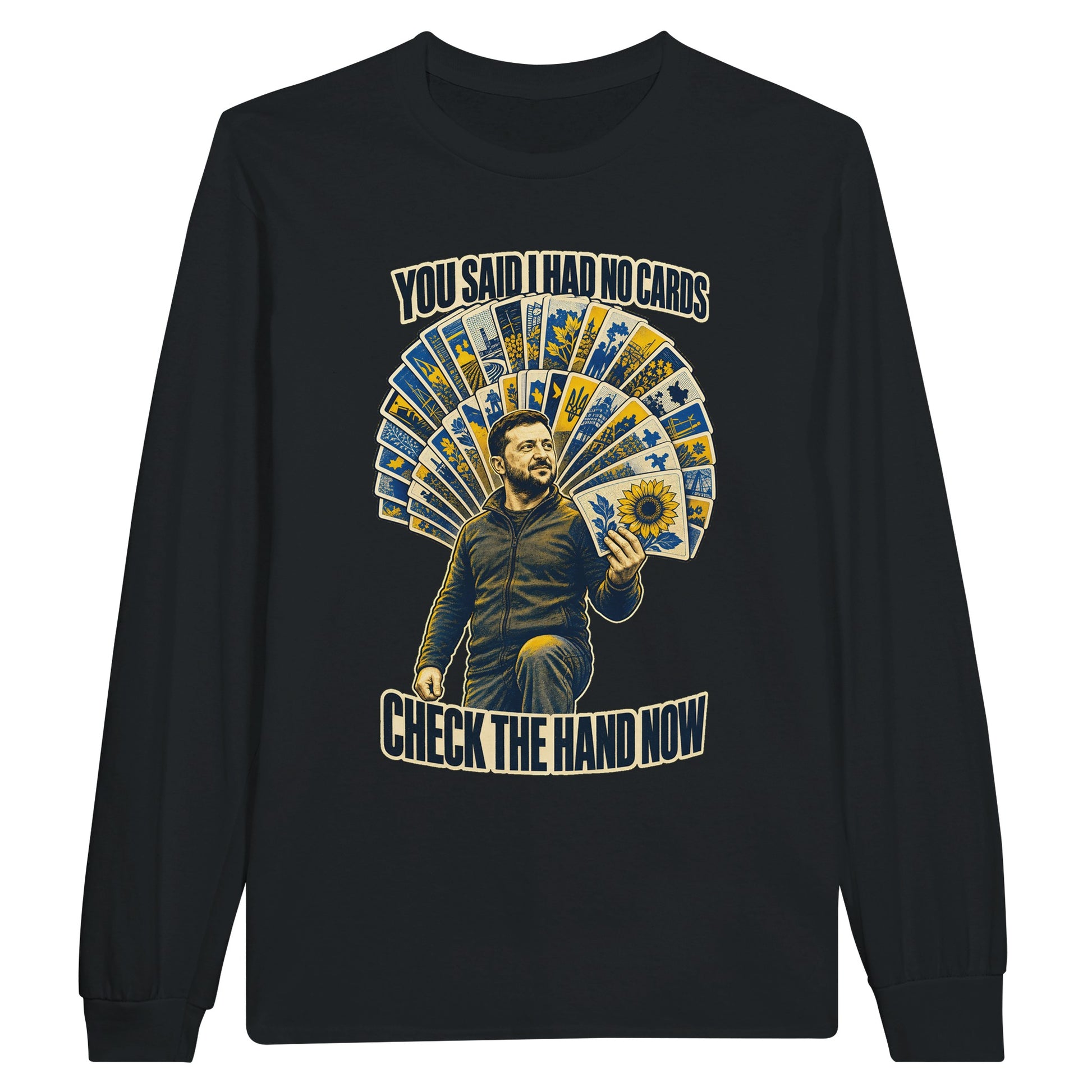 You Said I Had No Cards – Zelenskyy Satire Long-Sleeve T-shirt — product view 7