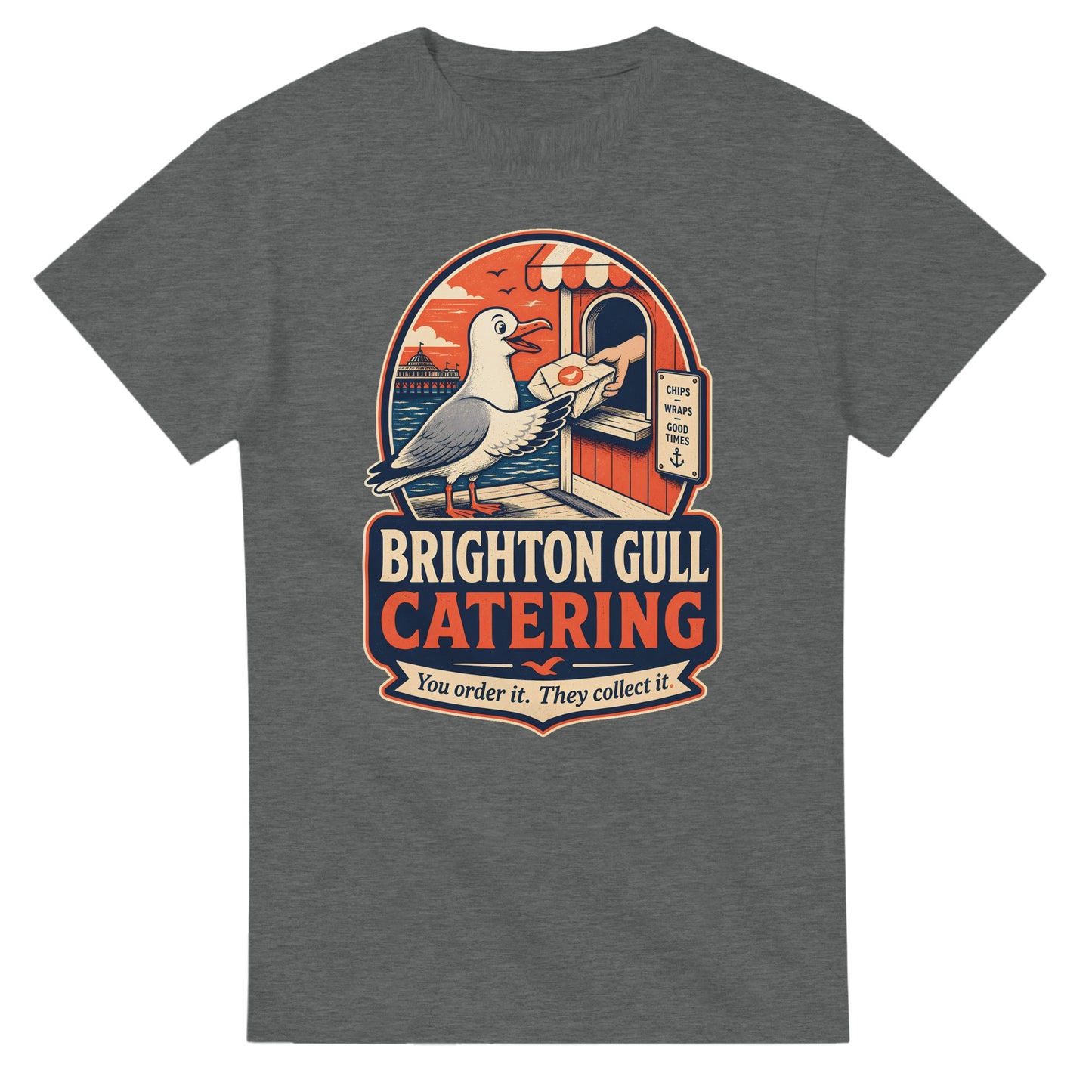 Brighton Gull Catering T-shirt — Illustrated — product view 3