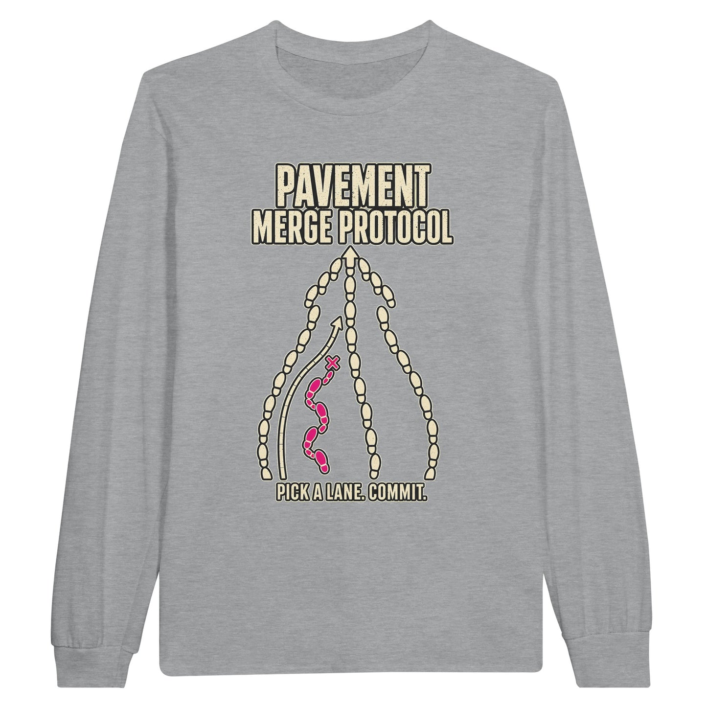 Pavement Merge Protocol — Pick a Lane Long-Sleeve T-shirt — product view 10