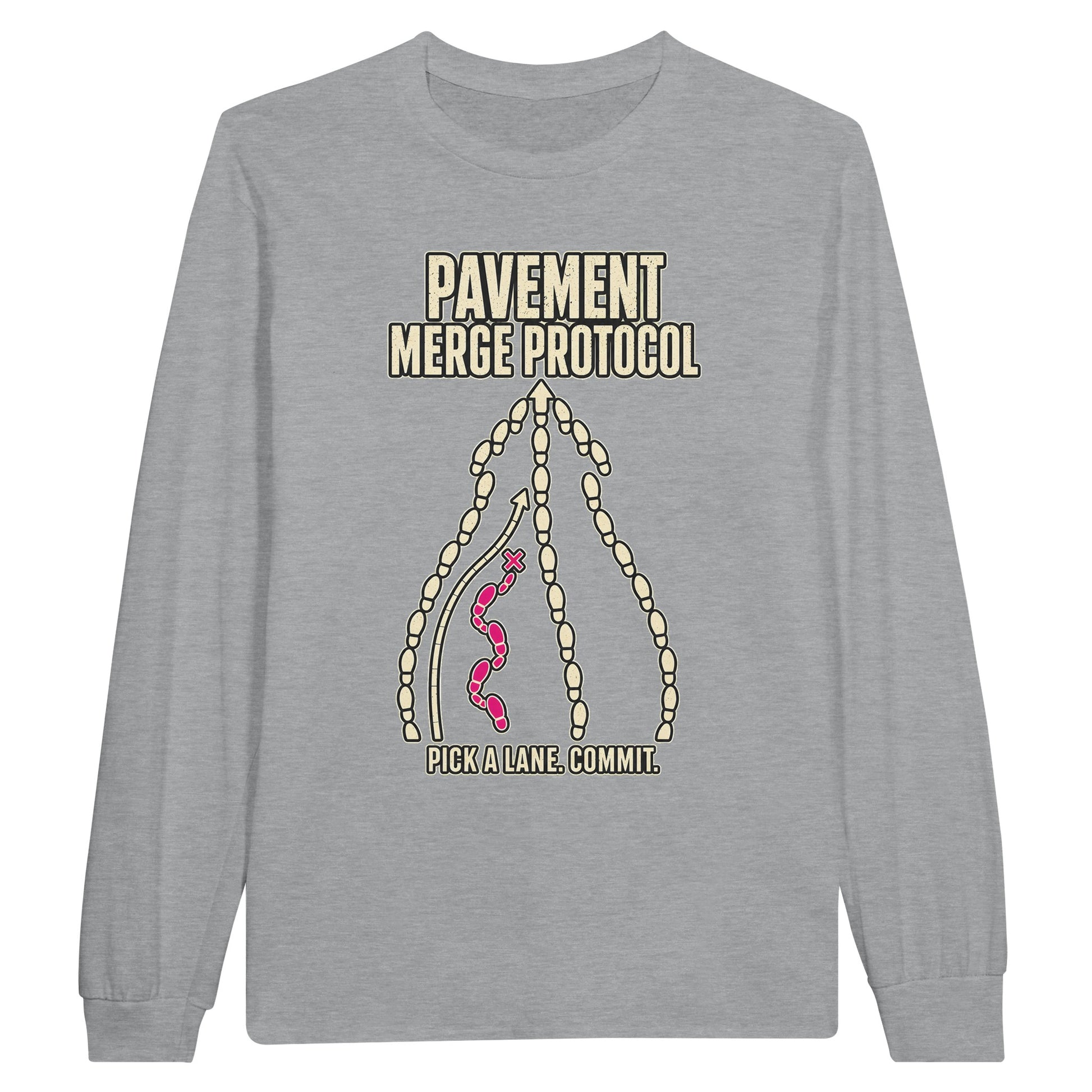 Pavement Merge Protocol — Pick a Lane Long-Sleeve T-shirt — product view 10