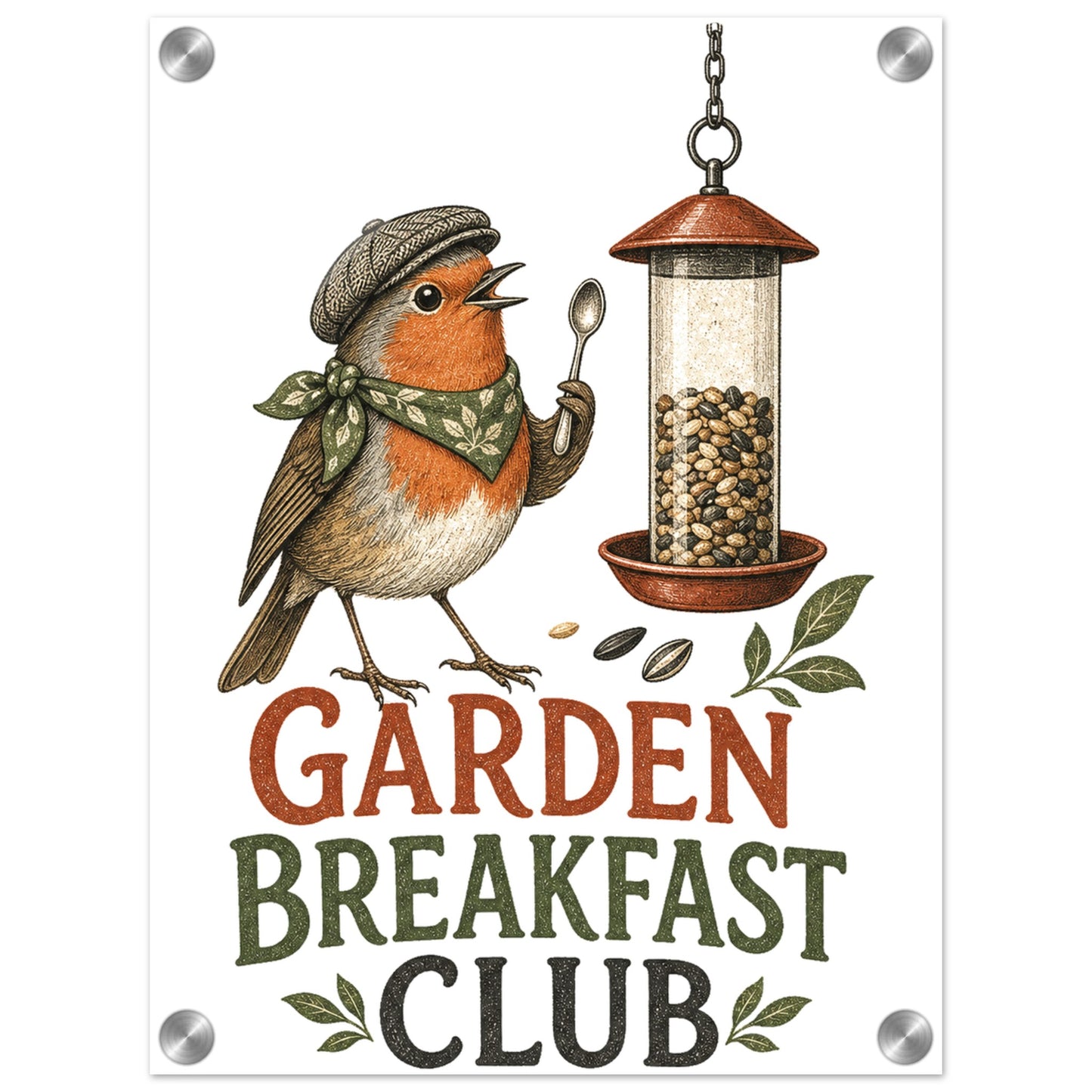 Garden Breakfast Club Robin Graphic Acrylic Print — product view 1