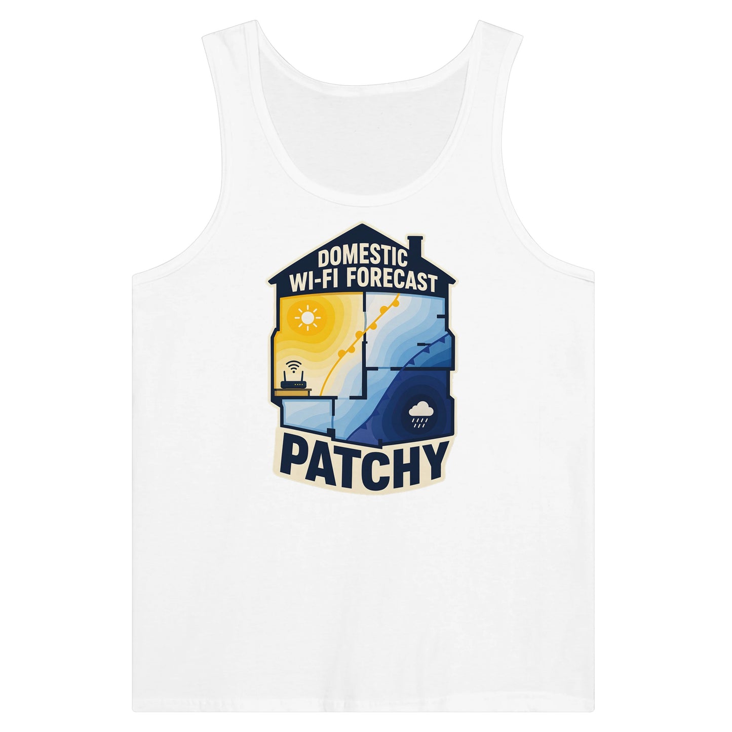 Domestic Wi-Fi Forecast Patchy Premium Unisex Tank Top — product view 1