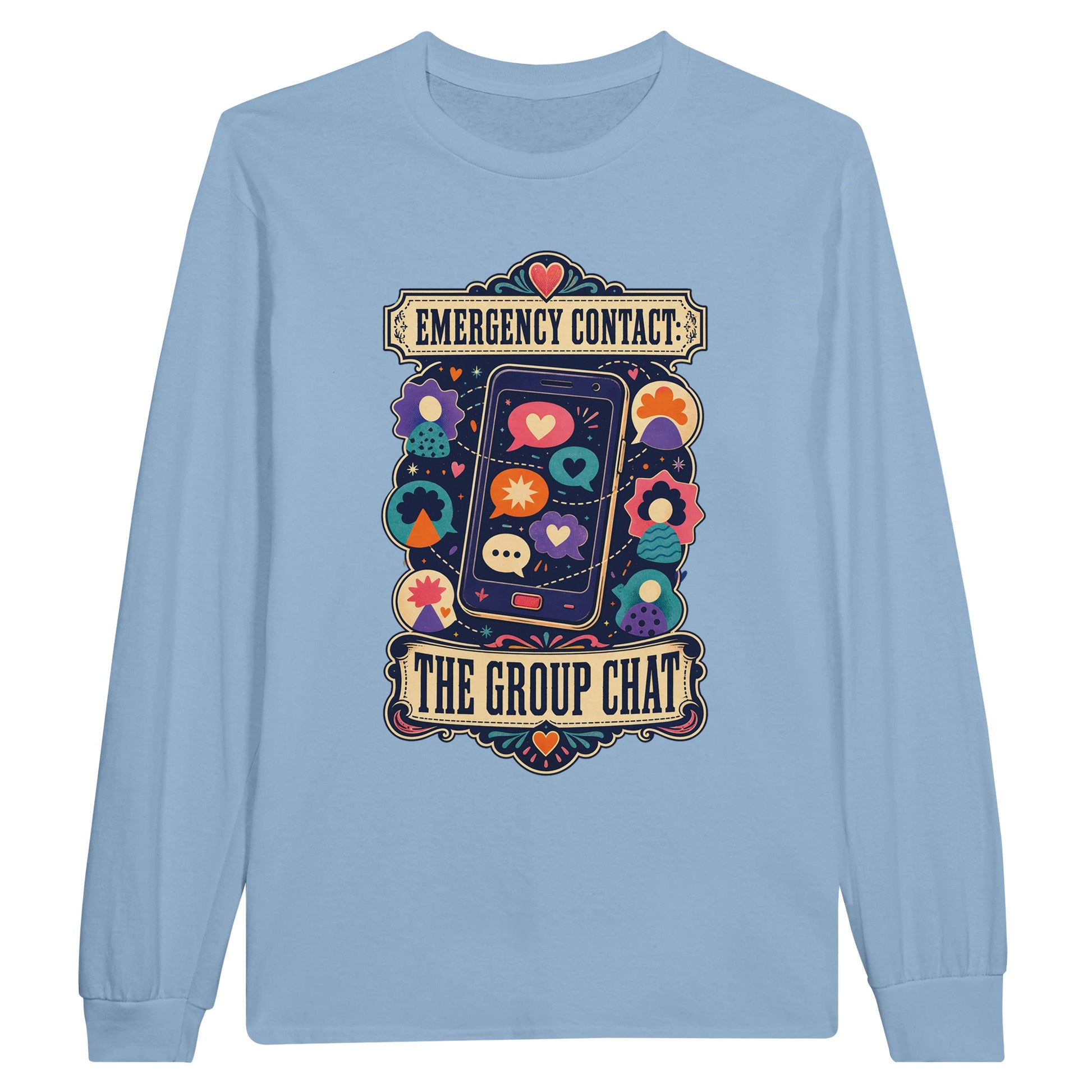 Emergency Contact — The Group Chat Long-Sleeve T-shirt — product view 2