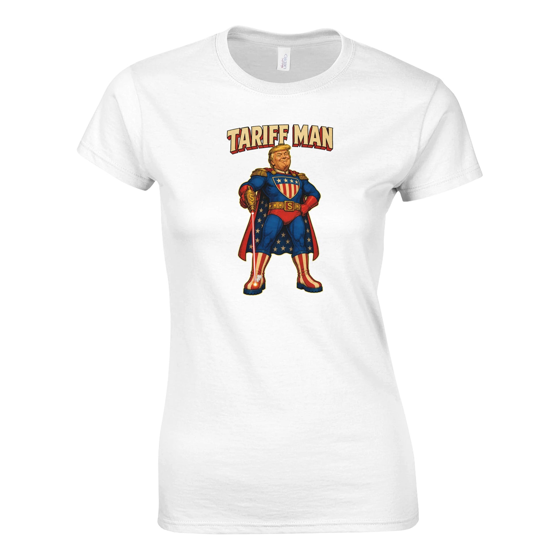 Tariff Man – Self-Shot Satire Women's T-shirt — product view 1